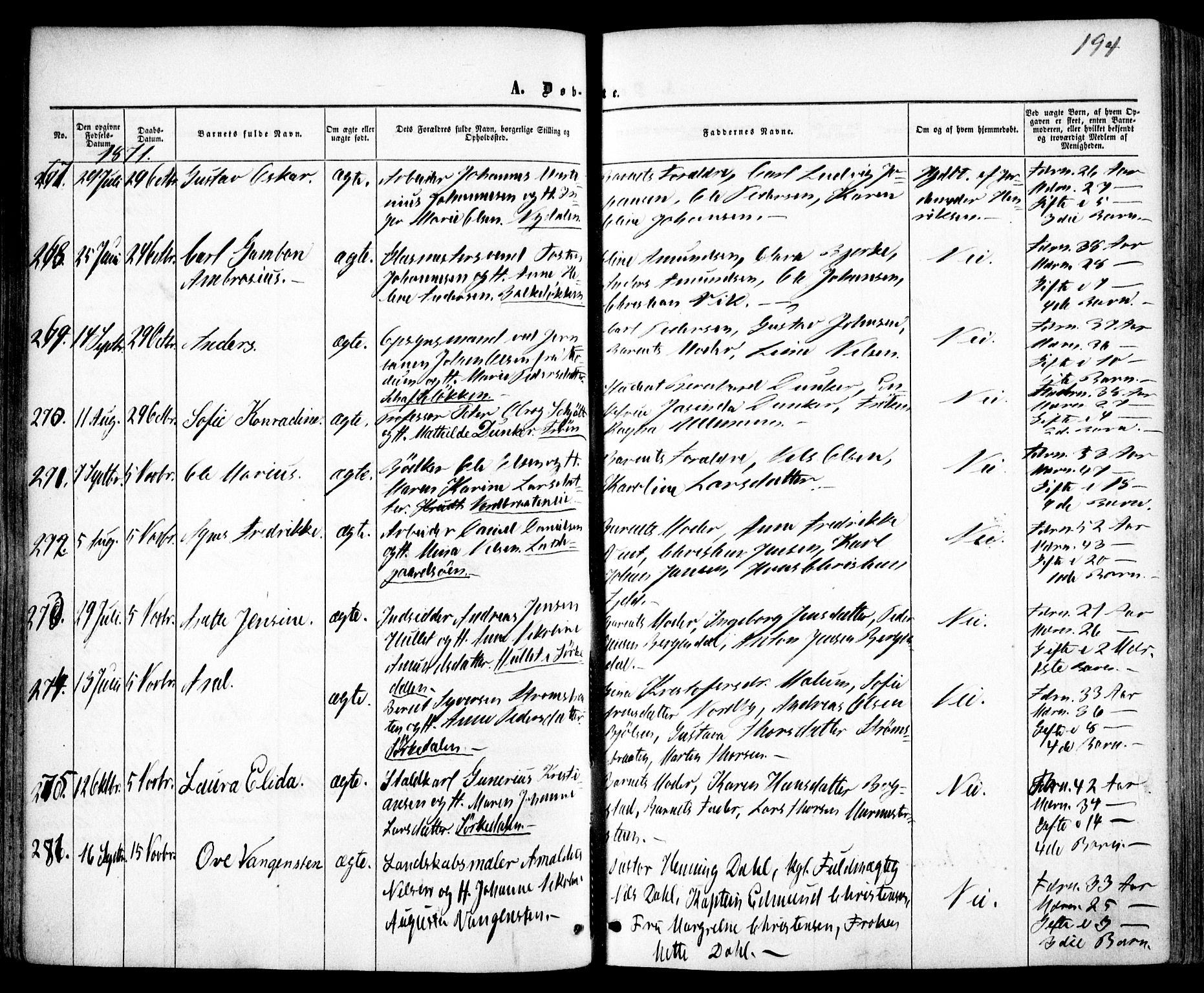 Vestre Aker prestekontor Kirkebøker, AV/SAO-A-10025/F/Fa/L0004: Ministerialbok nr. 4, 1857-1877, s. 194