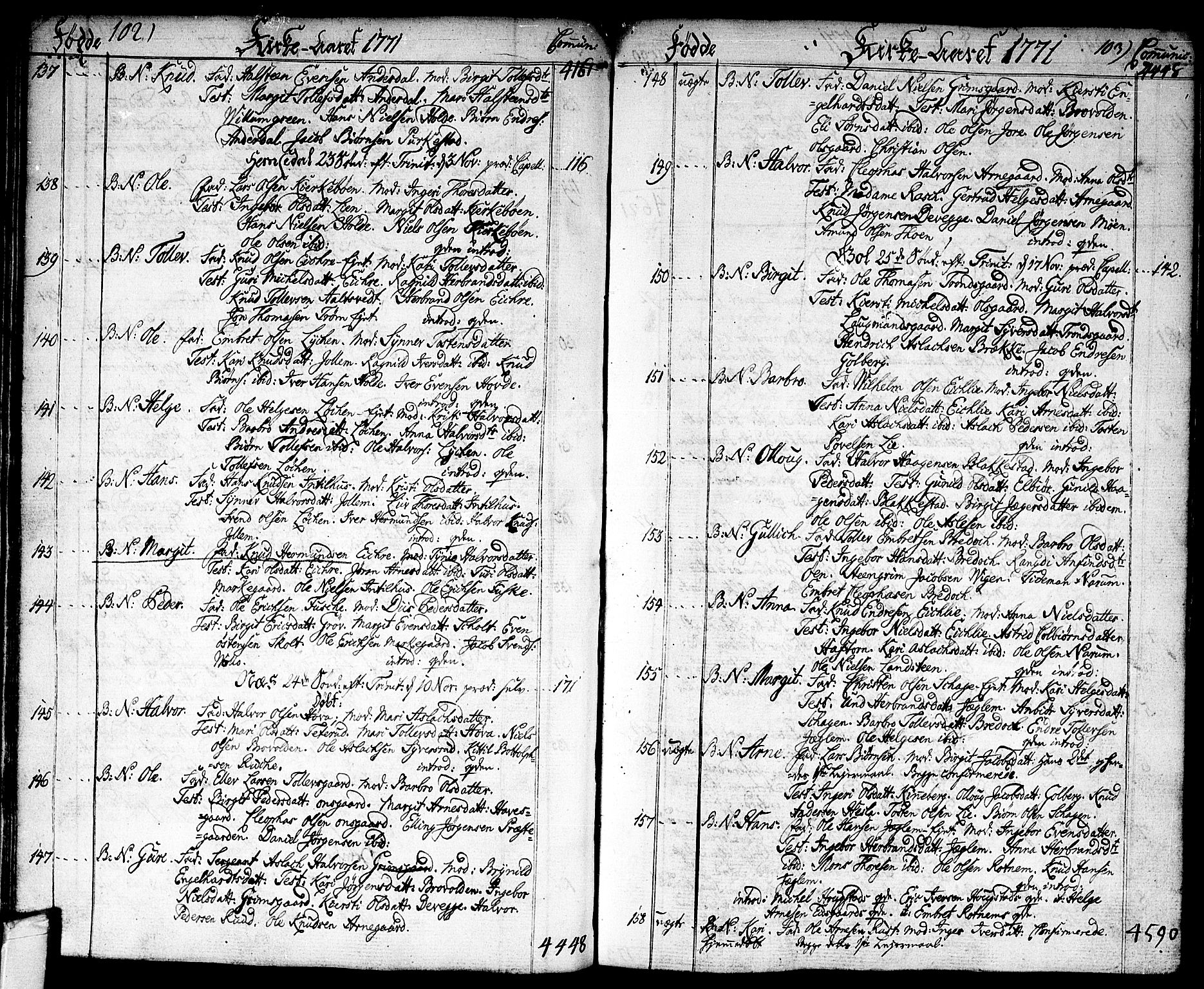 Nes kirkebøker, SAKO/A-236/F/Fa/L0004: Ministerialbok nr. 4, 1764-1786, s. 102-103