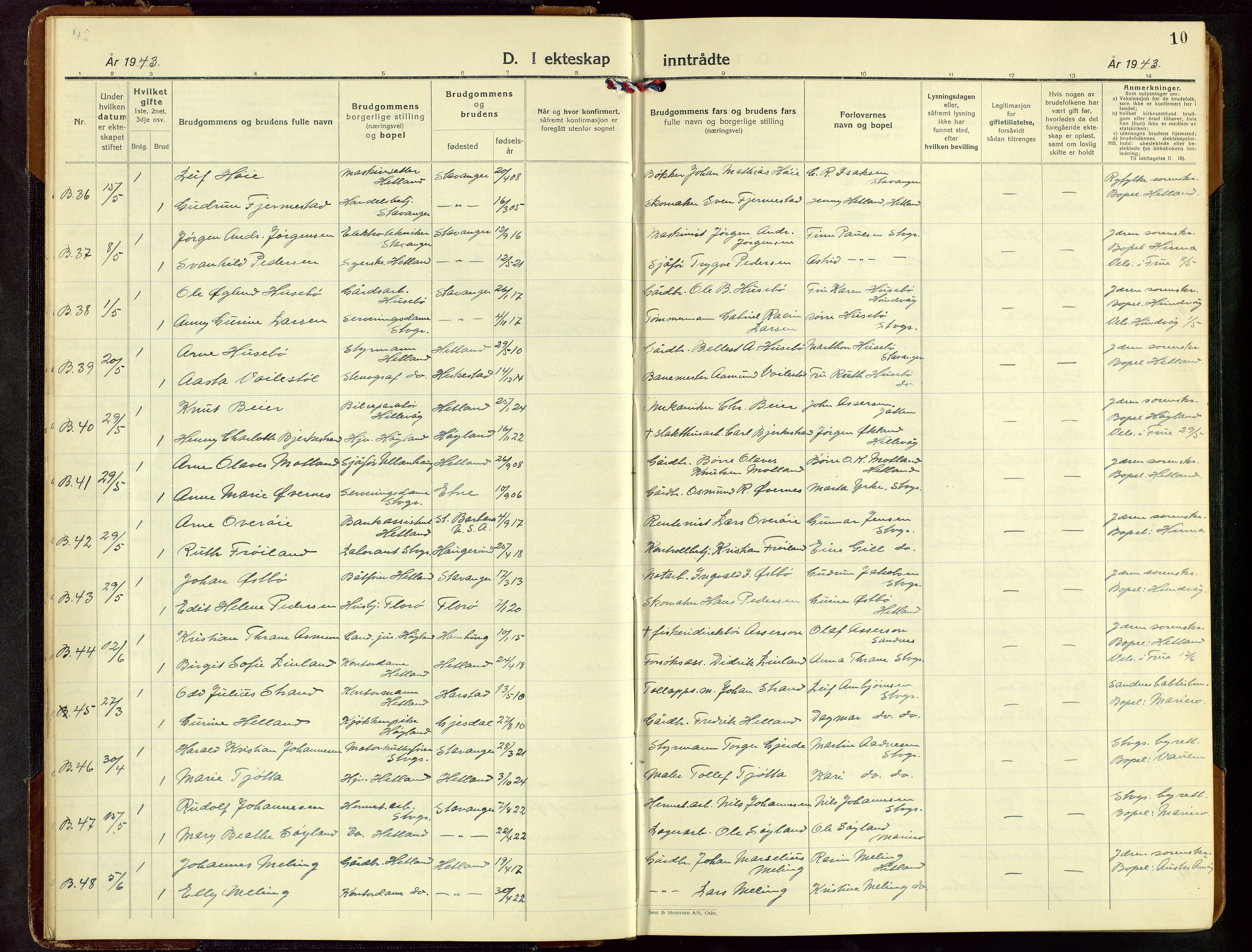 Hetland sokneprestkontor, AV/SAST-A-101826/30/30BB/L0016: Klokkerbok nr. B 16, 1942-1960, s. 10