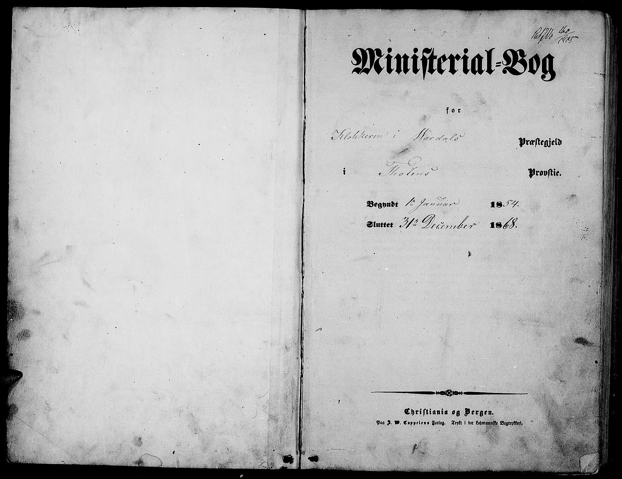 Vardal prestekontor, SAH/PREST-100/H/Ha/Hab/L0005: Klokkerbok nr. 5, 1854-1868