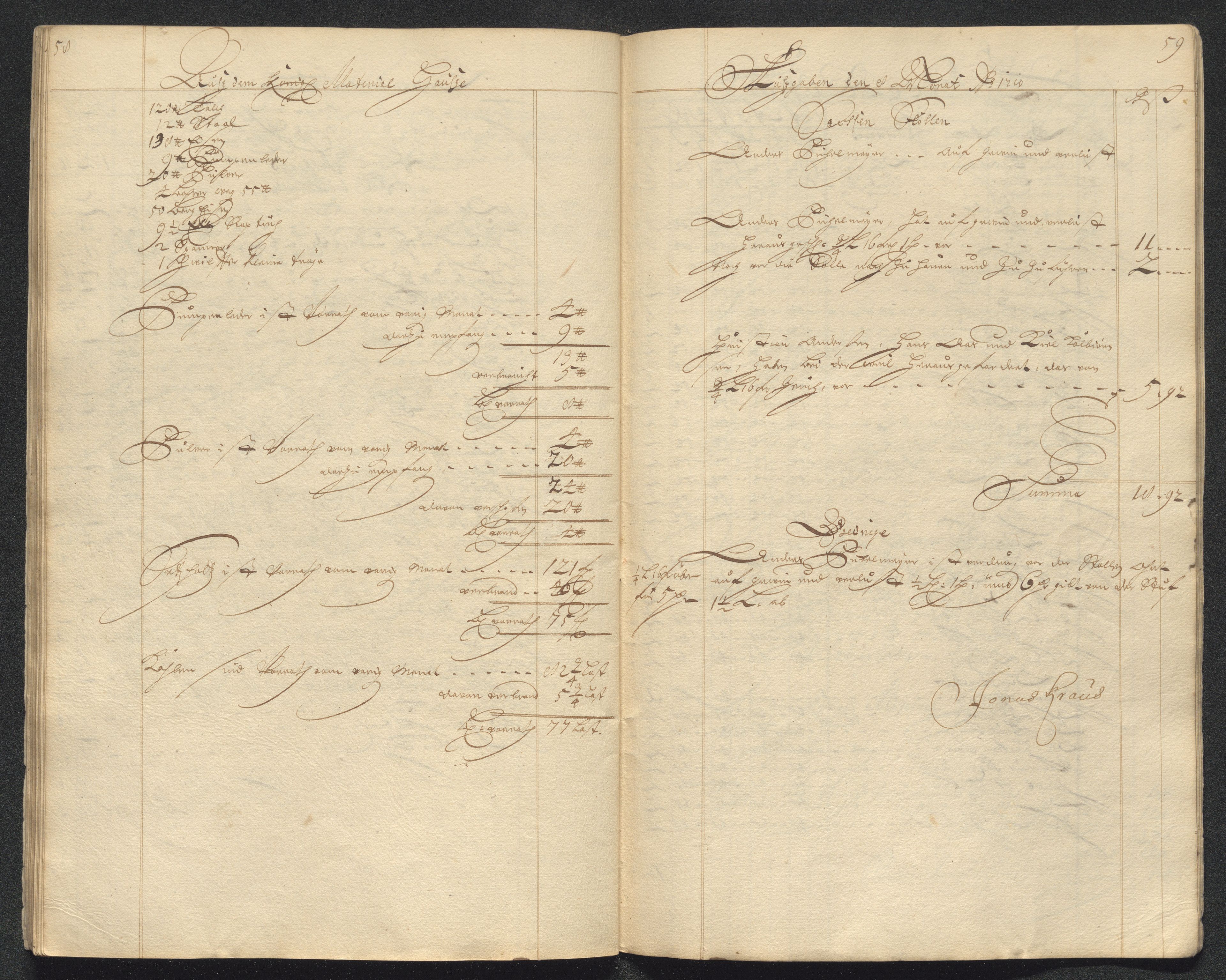 Kongsberg Sølvverk 1623-1816, AV/SAKO-EA-3135/001/D/Dc/Dcd/L0098: Utgiftsregnskap for gruver m.m. , 1710, s. 312