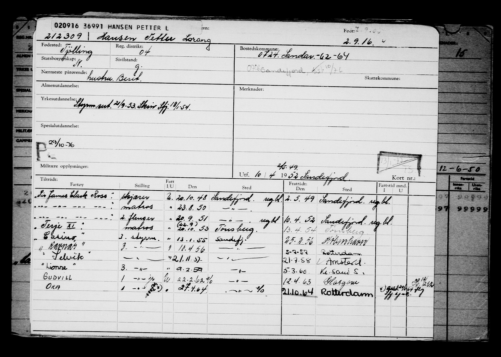 Direktoratet for sjømenn, AV/RA-S-3545/G/Gb/L0142: Hovedkort, 1916, s. 222