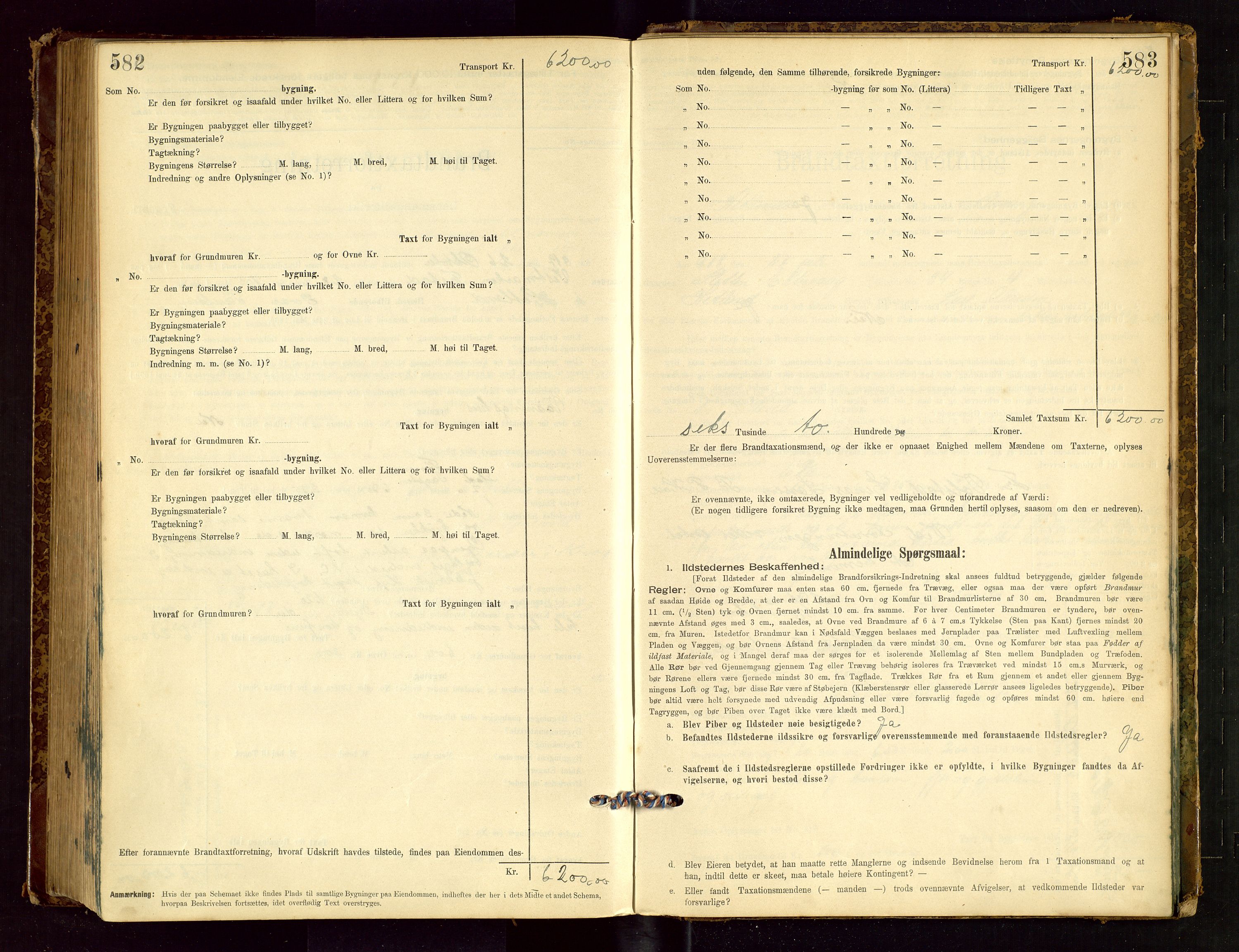 Hetland lensmannskontor, SAST/A-100101/Gob/L0001: "Brandtaxationsprotokol", 1895-1918, s. 582-583