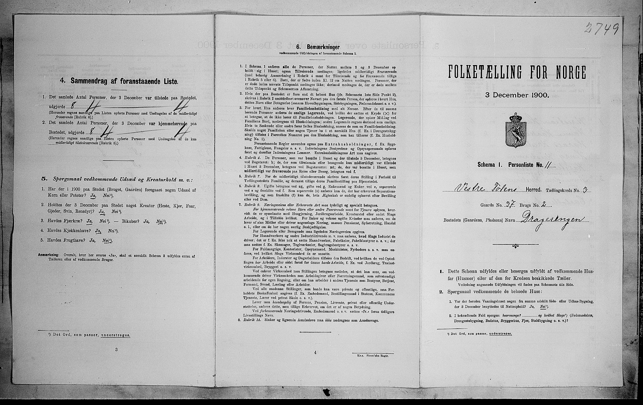 SAH, Folketelling 1900 for 0529 Vestre Toten herred, 1900, s. 475