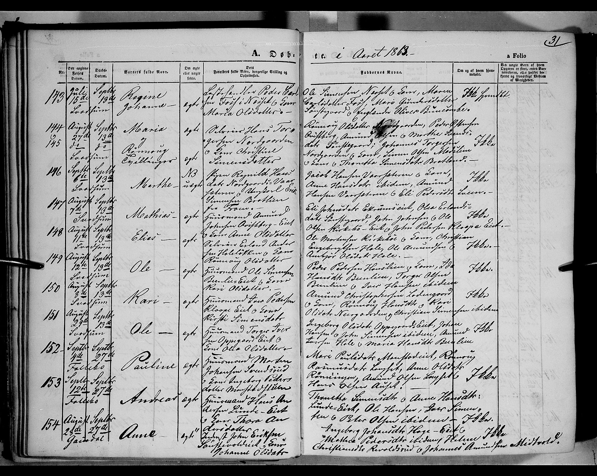 Gausdal prestekontor, AV/SAH-PREST-090/H/Ha/Haa/L0009: Ministerialbok nr. 9, 1862-1873, s. 31