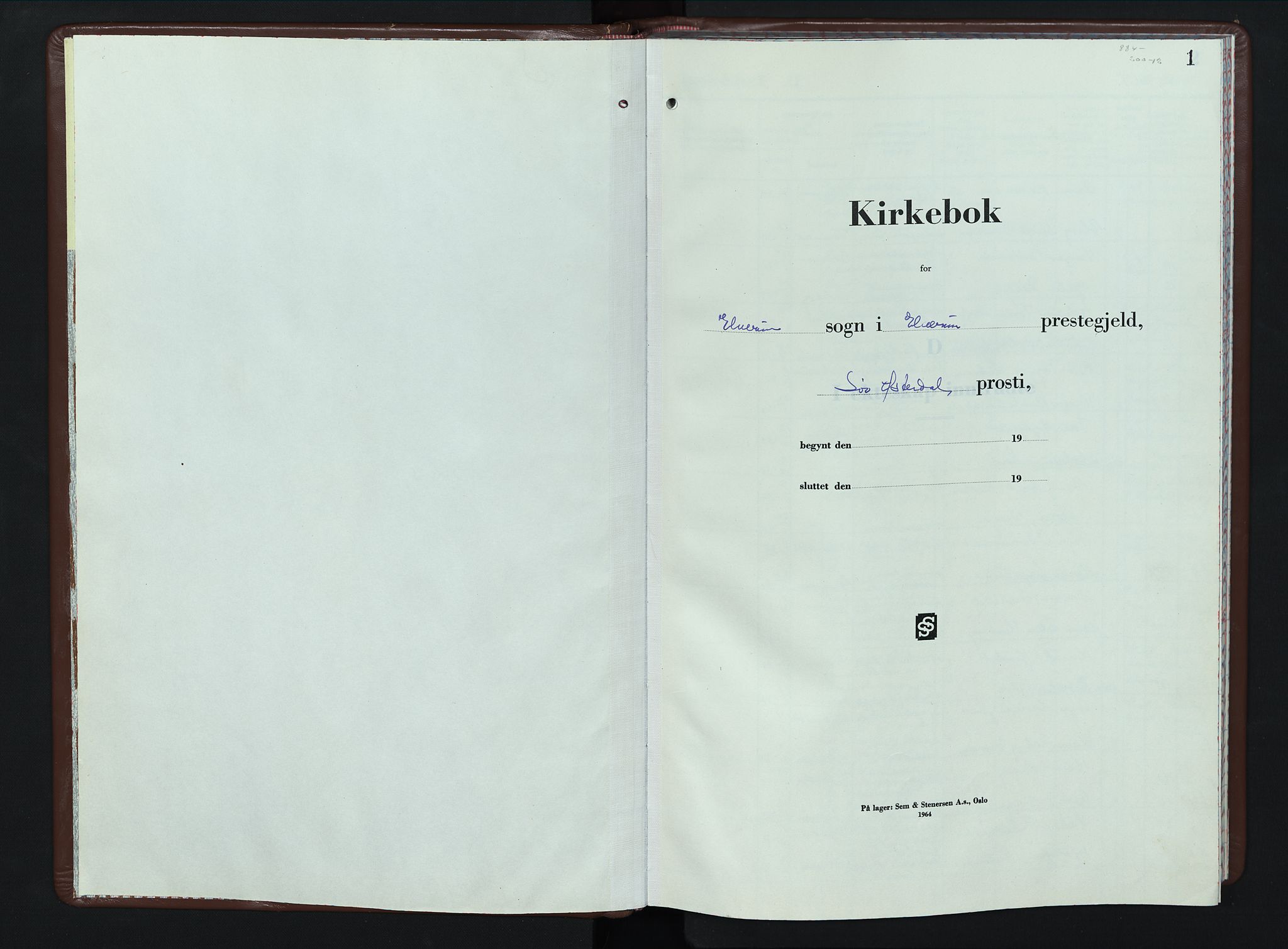 Elverum prestekontor, SAH/PREST-044/H/Ha/Hab/L0029: Klokkerbok nr. 29, 1964-1969, s. 1