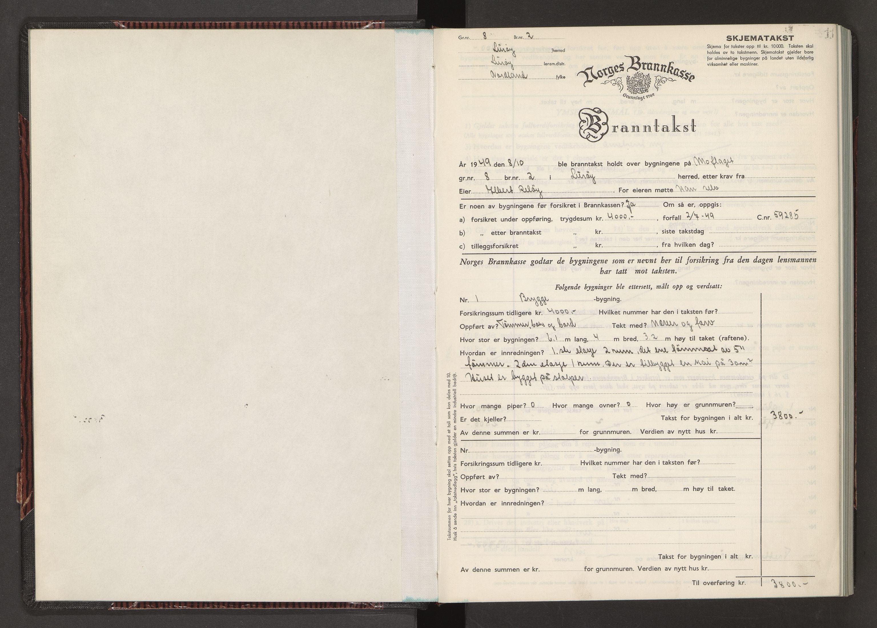 Norges Brannkasse Lurøy, AV/SAT-A-5577/Fb/L0009: Branntakstprotokoll, 1949-1952