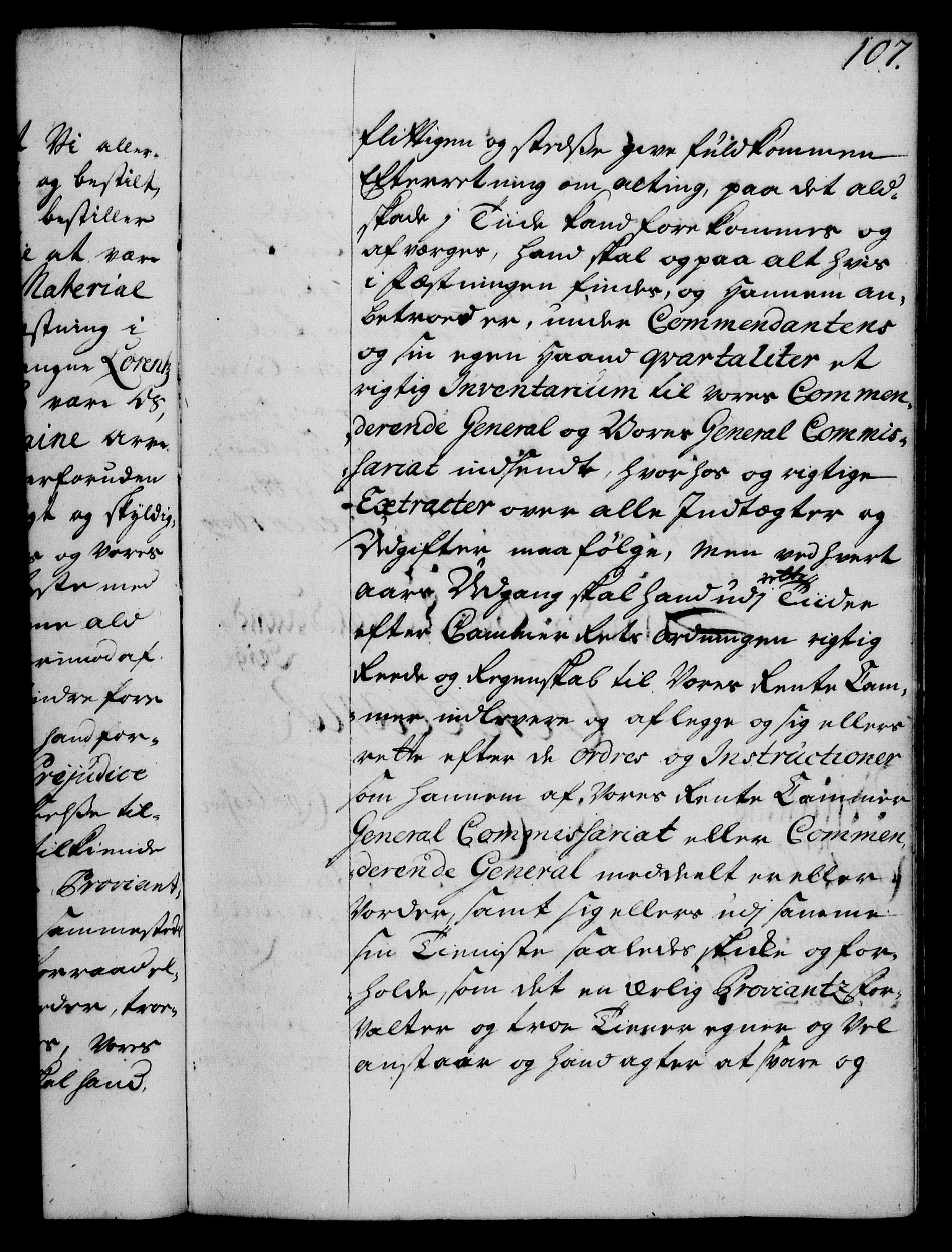 Rentekammeret, Kammerkanselliet, RA/EA-3111/G/Gg/Gge/L0002: Norsk bestallingsprotokoll med register (merket RK 53.26), 1730-1744, s. 107