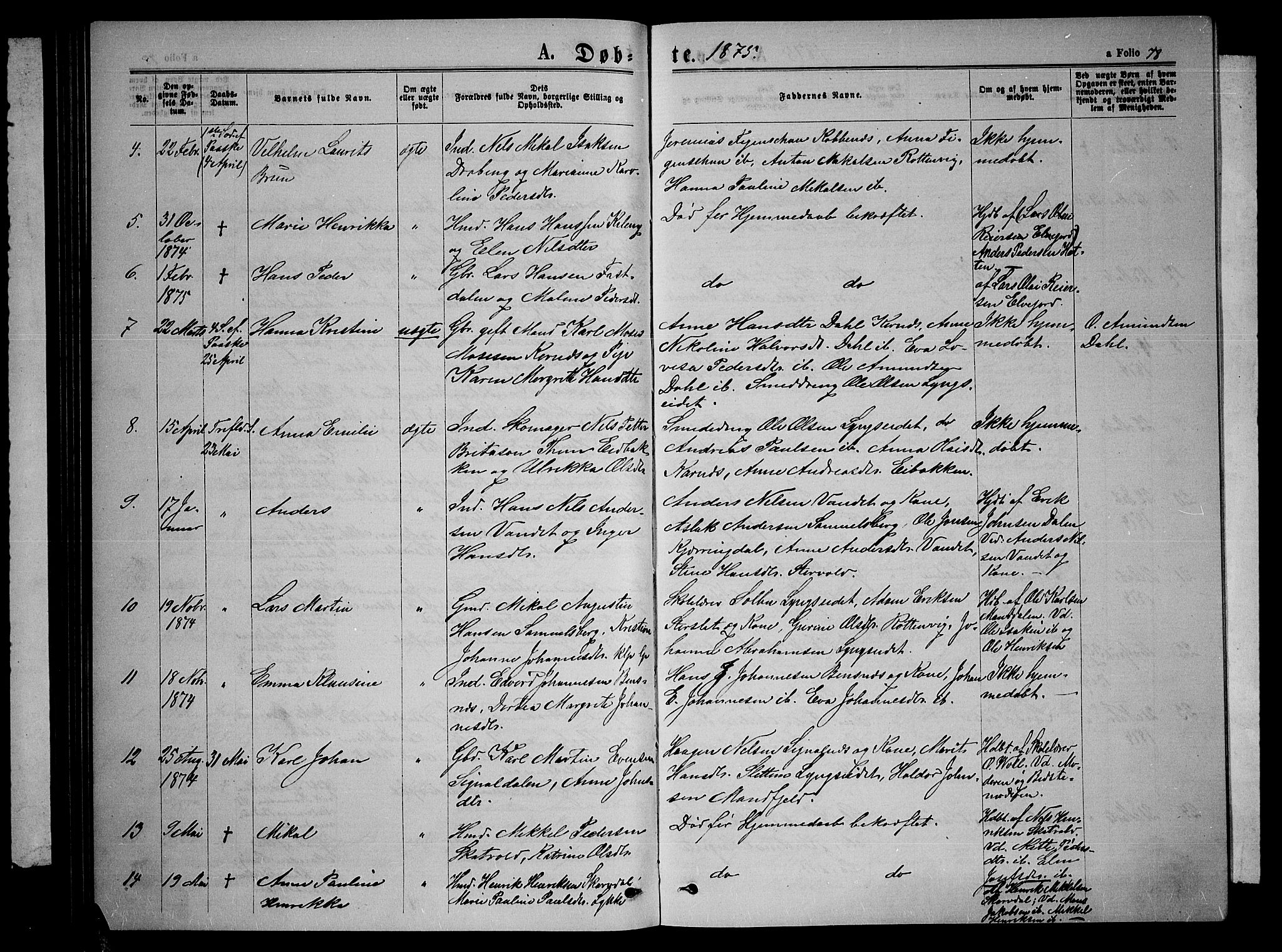 Lyngen sokneprestembete, SATØ/S-1289/H/He/Heb/L0004klokker: Klokkerbok nr. 4, 1868-1878, s. 78