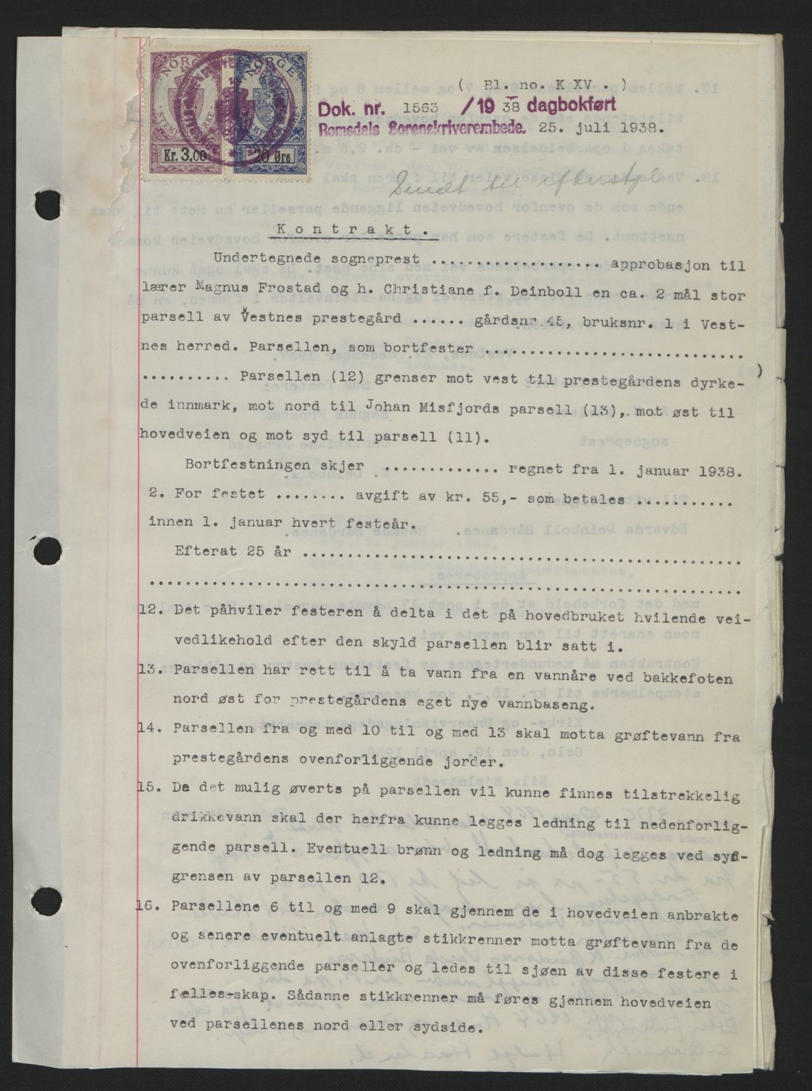 Romsdal sorenskriveri, SAT/A-4149/1/2/2C: Pantebok nr. A5, 1938-1938, Dagboknr: 1563/1938