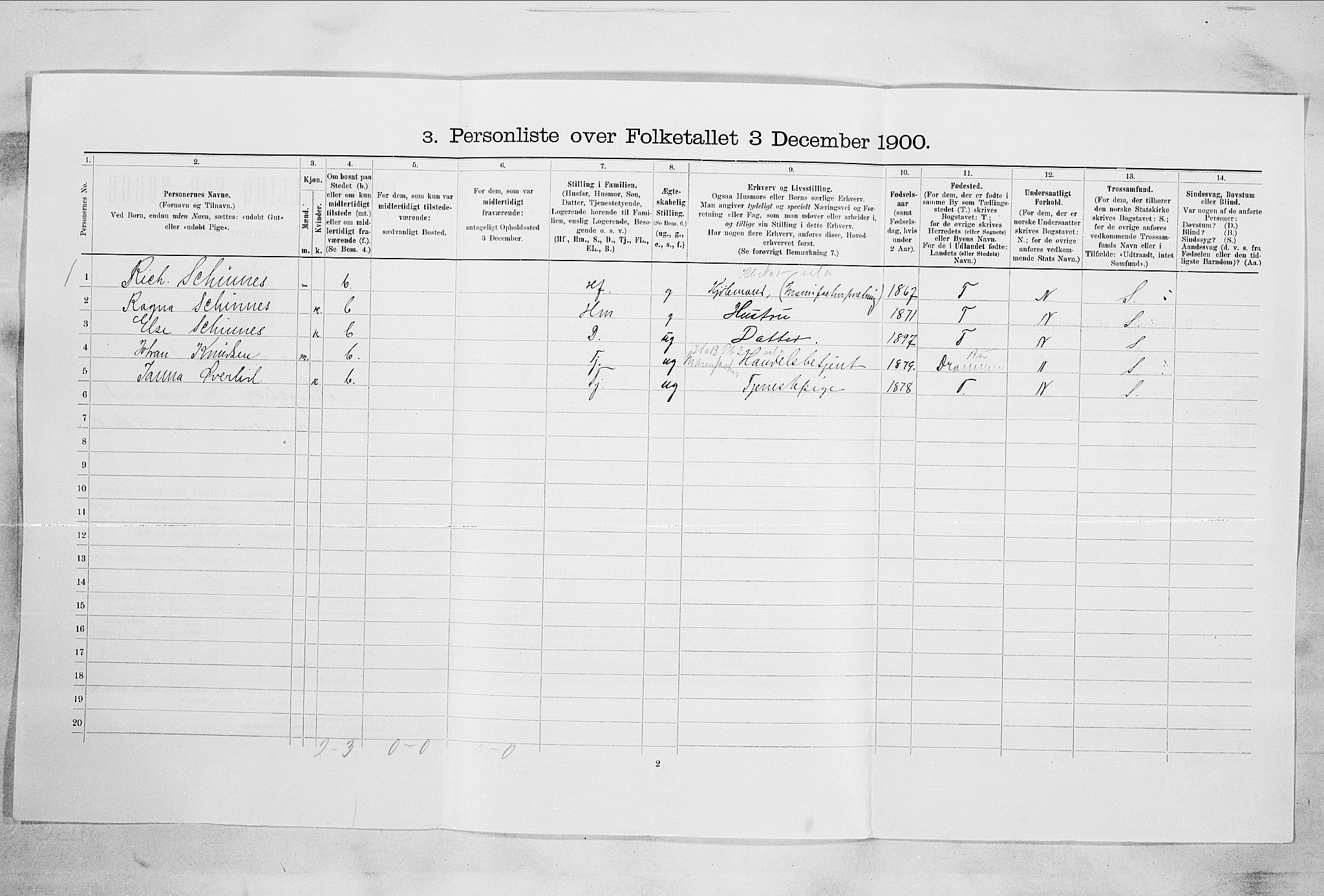 RA, Folketelling 1900 for 0604 Kongsberg kjøpstad, 1900, s. 97