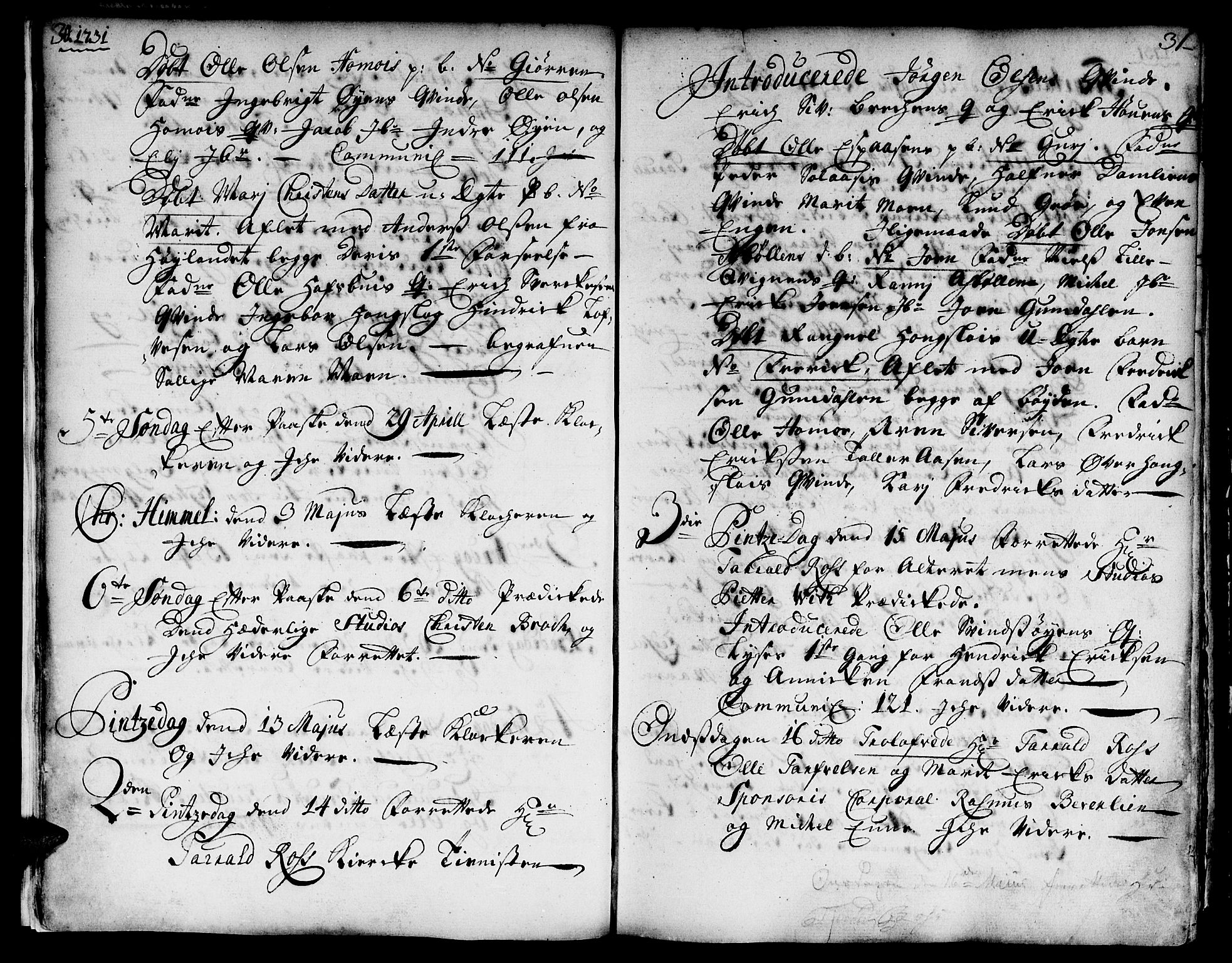 Ministerialprotokoller, klokkerbøker og fødselsregistre - Sør-Trøndelag, AV/SAT-A-1456/671/L0839: Ministerialbok nr. 671A01, 1730-1755, s. 30-31