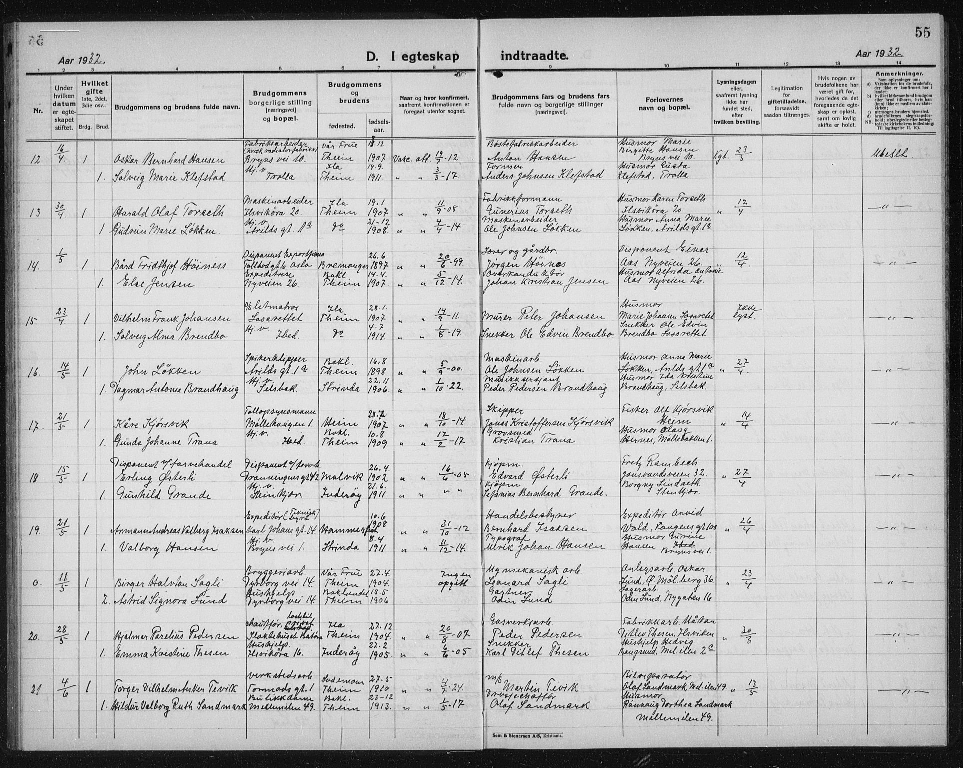 Ministerialprotokoller, klokkerbøker og fødselsregistre - Sør-Trøndelag, AV/SAT-A-1456/603/L0176: Klokkerbok nr. 603C04, 1923-1941, s. 55