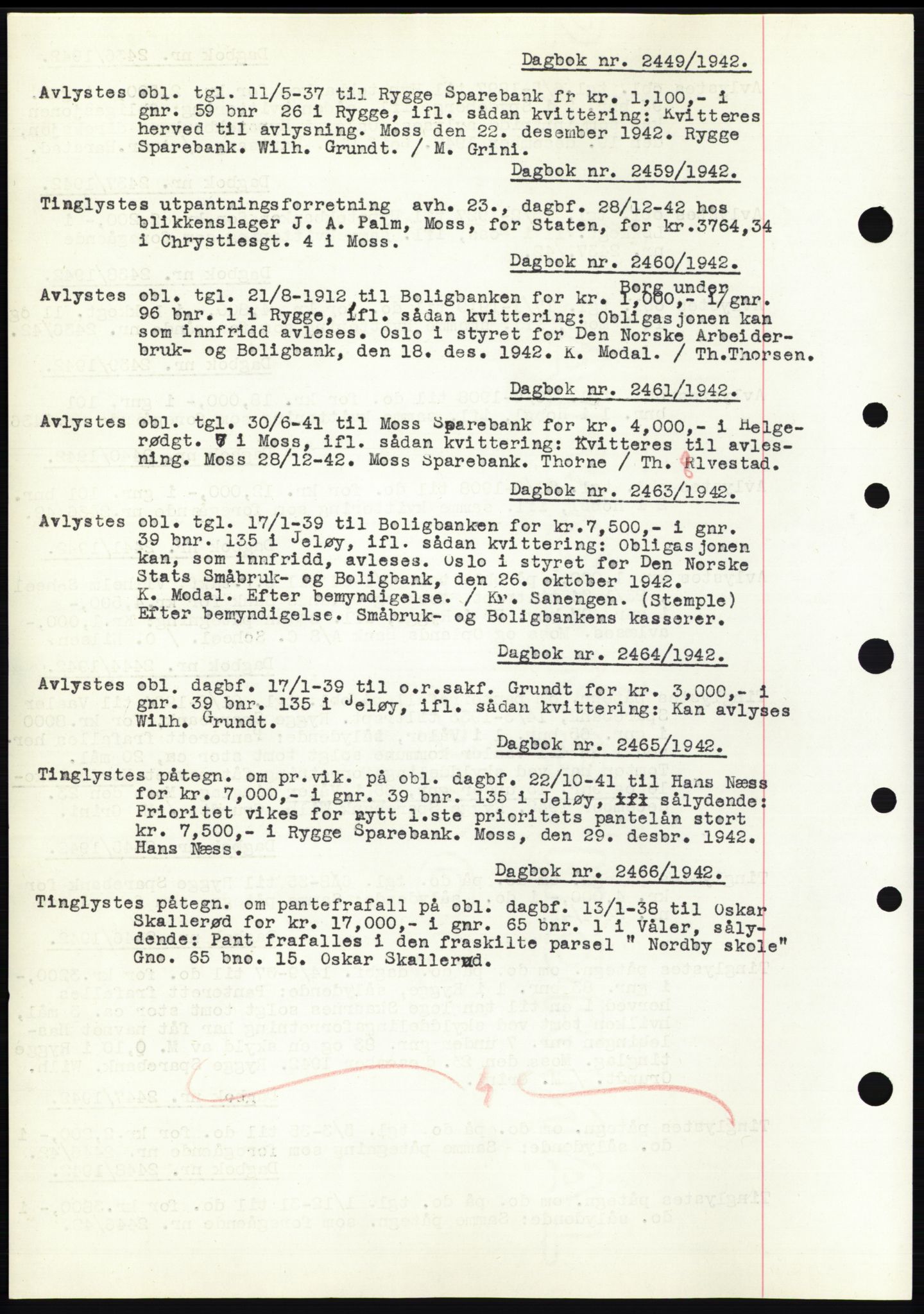 Moss sorenskriveri, SAO/A-10168: Pantebok nr. C10, 1938-1950, Dagboknr: 2449/1942