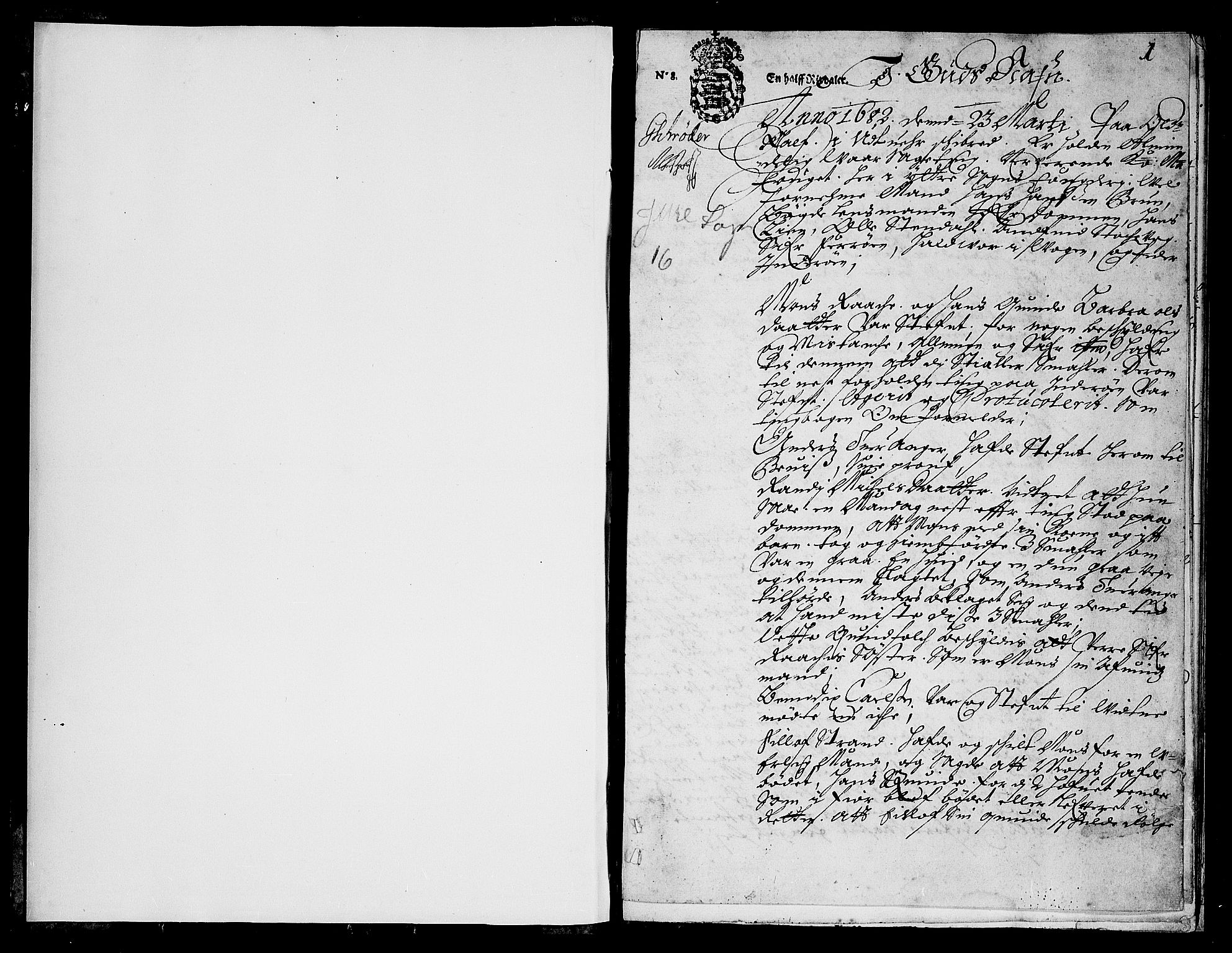 Ytre Sogn tingrett, SAB/A-2601/1/F/Fa/L0017: Tingbok (justisprotokoll), 1682-1683, s. 0b-1a