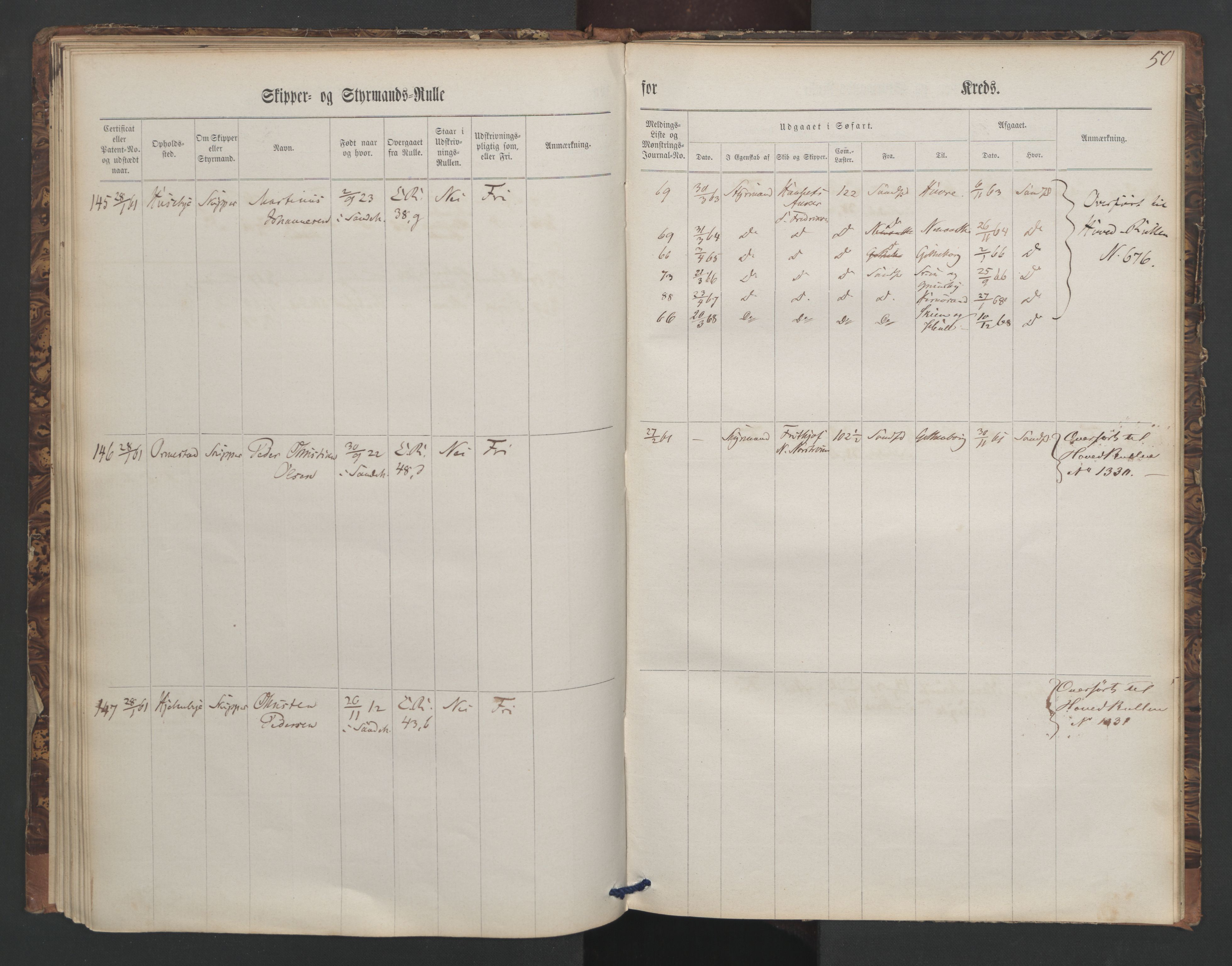 Sandefjord innrulleringskontor, AV/SAKO-A-788/F/Fc/L0002: Skipper- og styrmannsrulle, 1860, s. 50