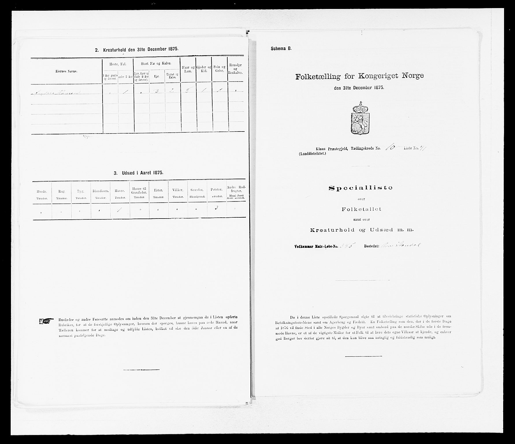 SAB, Folketelling 1875 for 1437L Kinn prestegjeld, Kinn sokn og Svanøy sokn, 1875, s. 1145