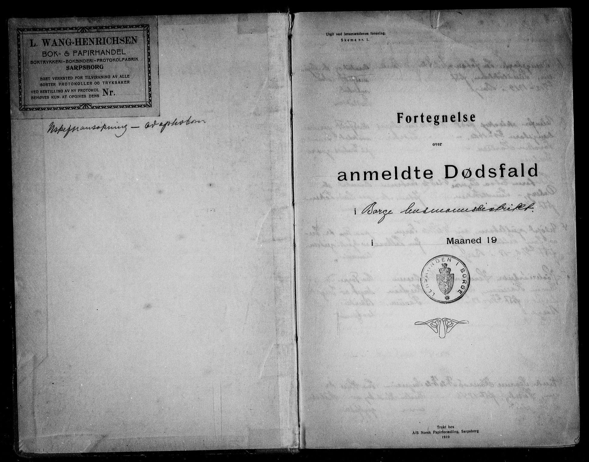 Borge i Østfold  lensmannskontor, SAO/A-10176/H/Ha/Haa/L0011: Dødsfallsprotokoll, 1920-1926