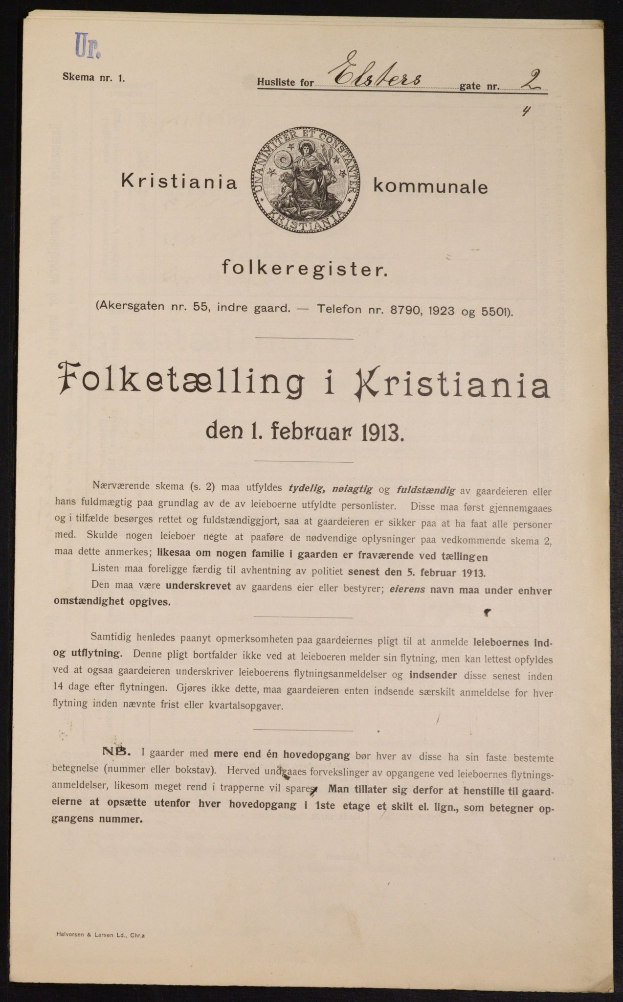 OBA, Kommunal folketelling 1.2.1913 for Kristiania, 1913, s. 20958