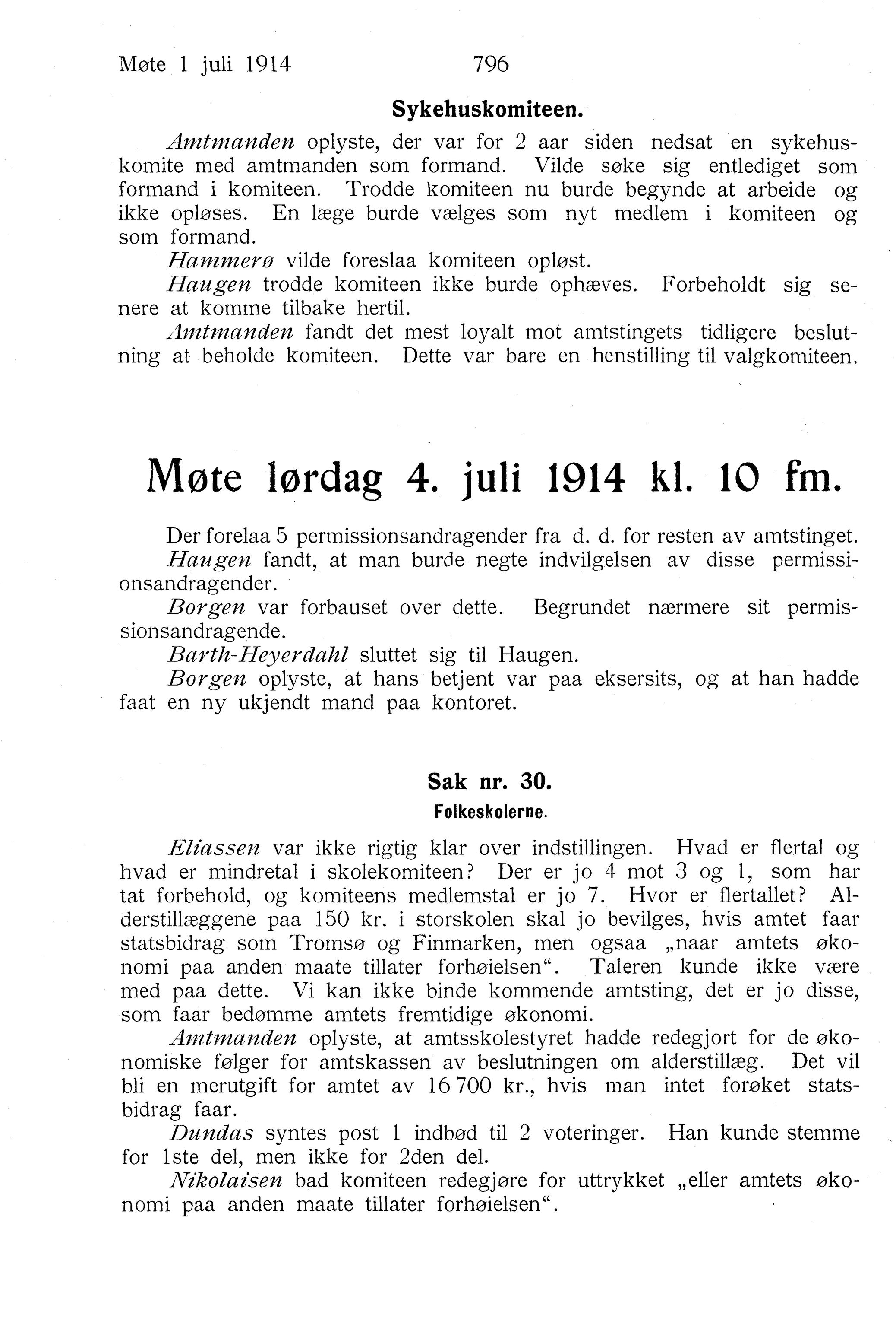 Nordland Fylkeskommune. Fylkestinget, AIN/NFK-17/176/A/Ac/L0037: Fylkestingsforhandlinger 1914, 1914, s. 796