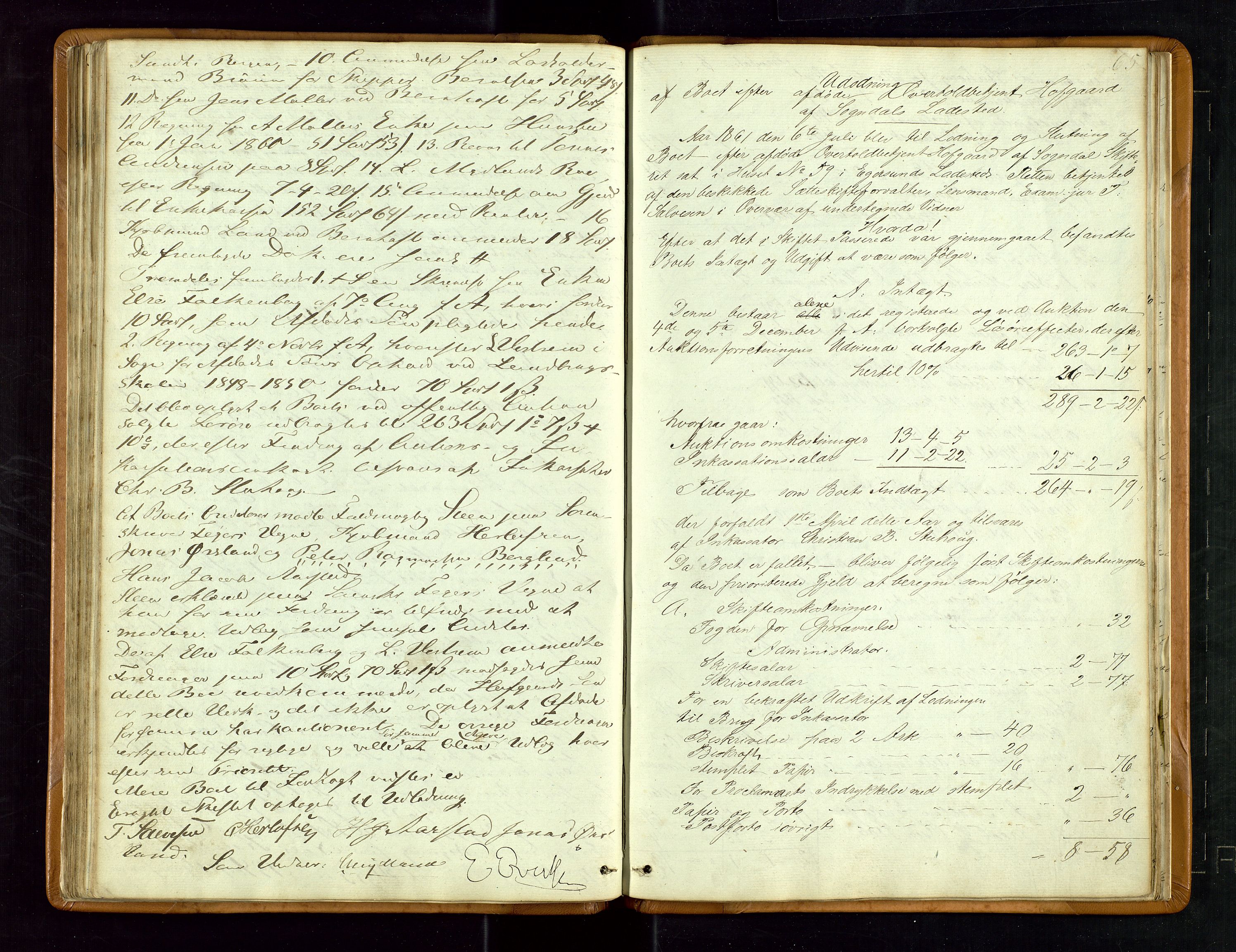 Jæren og Dalane sorenskriveri, AV/SAST-A-100306/5/50BB/L0006: SKIFTEPROTOKOLL DALANE, 1850-1866, s. 64b-65a