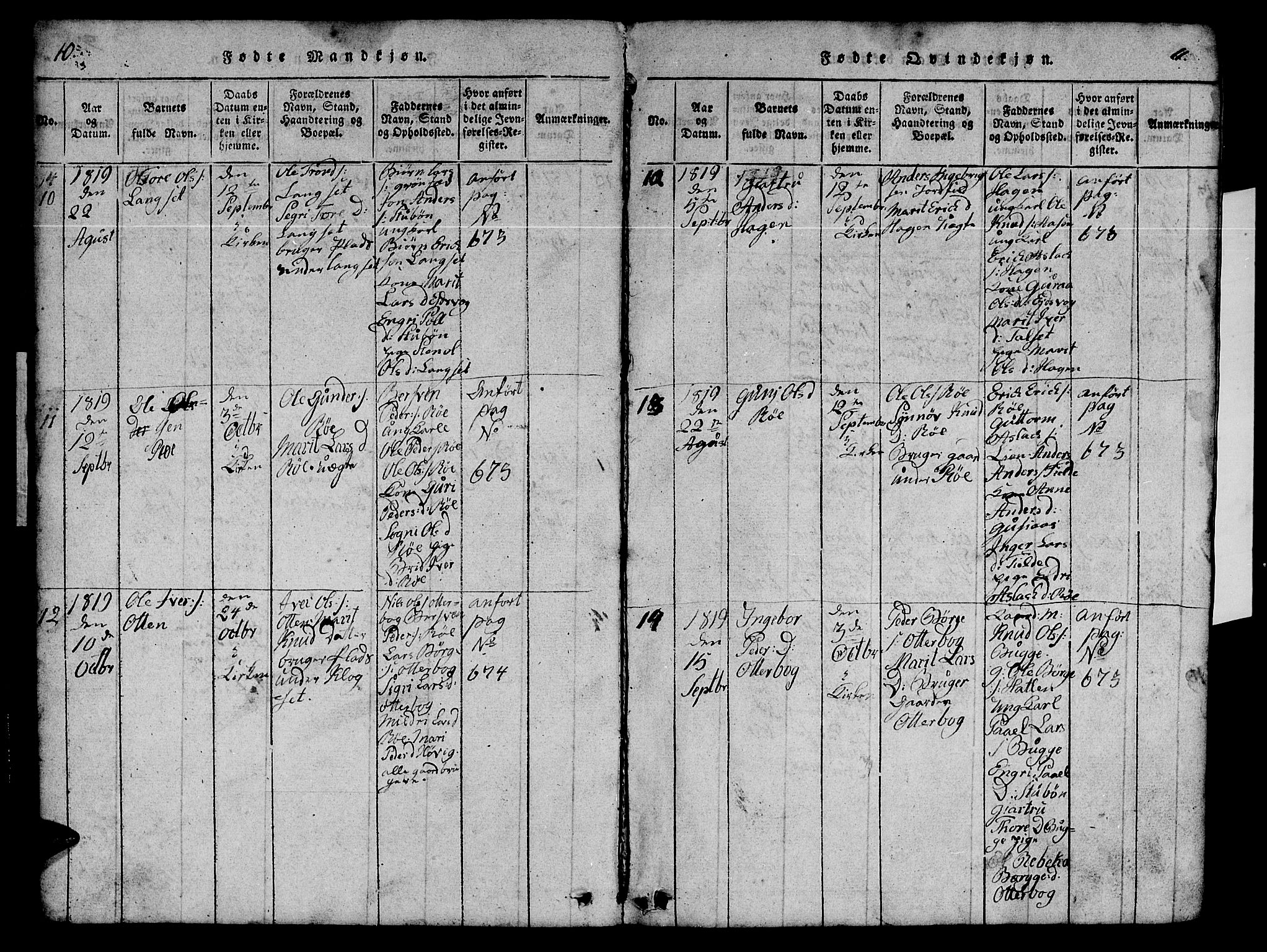 Ministerialprotokoller, klokkerbøker og fødselsregistre - Møre og Romsdal, AV/SAT-A-1454/551/L0629: Klokkerbok nr. 551C01, 1818-1839, s. 10-11