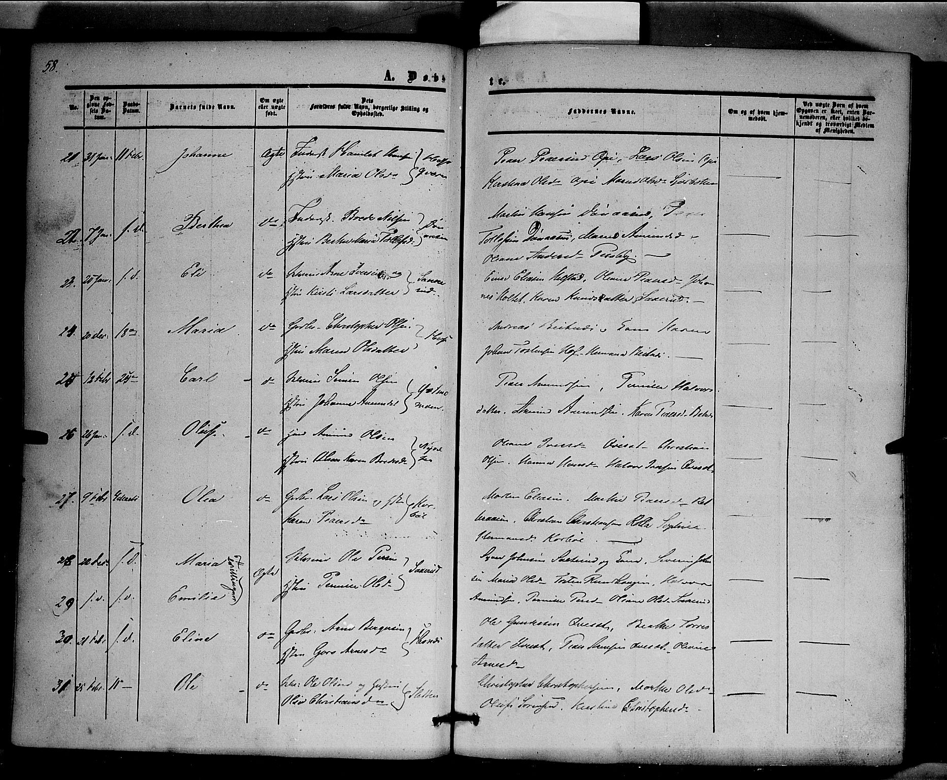 Hof prestekontor, AV/SAH-PREST-038/H/Ha/Haa/L0008: Ministerialbok nr. 8, 1849-1861, s. 58