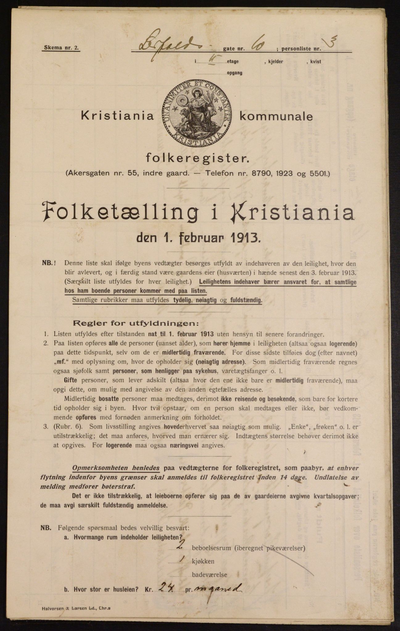 OBA, Kommunal folketelling 1.2.1913 for Kristiania, 1913, s. 57005