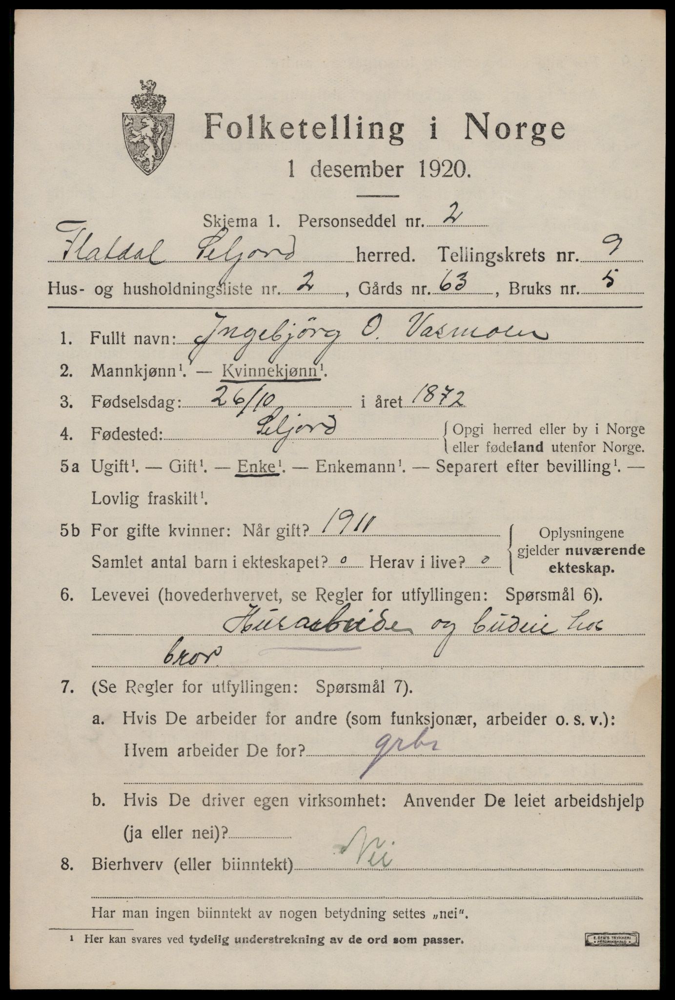 SAKO, Folketelling 1920 for 0828 Seljord herred, 1920, s. 4218