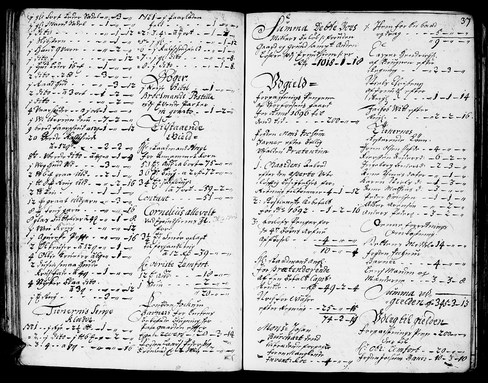 Fosen sorenskriveri, AV/SAT-A-1107/1/3/3A/L0003: Skifteprotokoll, 1696-1709, s. 37