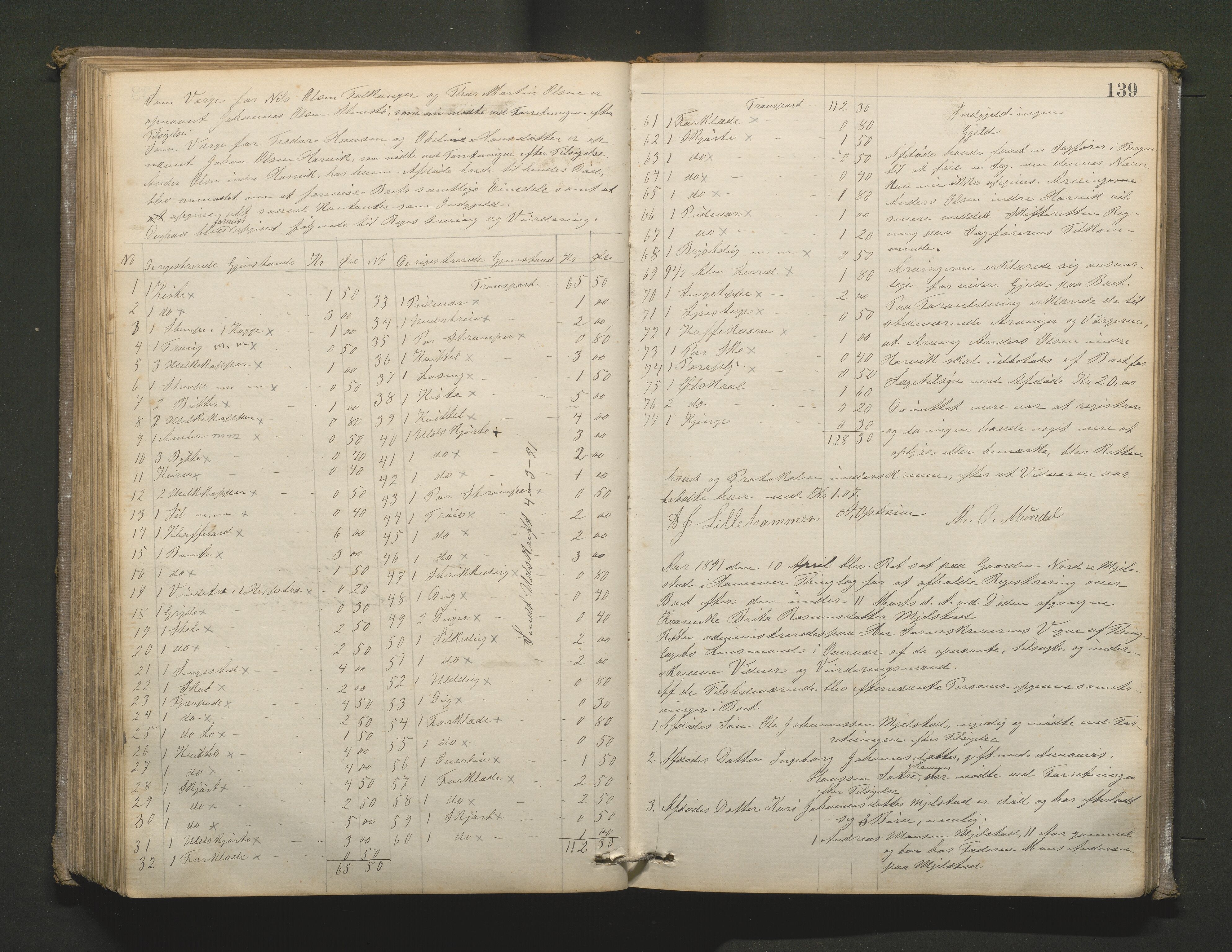 Lensmannen i Hamre, AV/SAB-A-32601/0006/L0001: Registreringsprotokoll, 1881-1896, s. 138b-139a