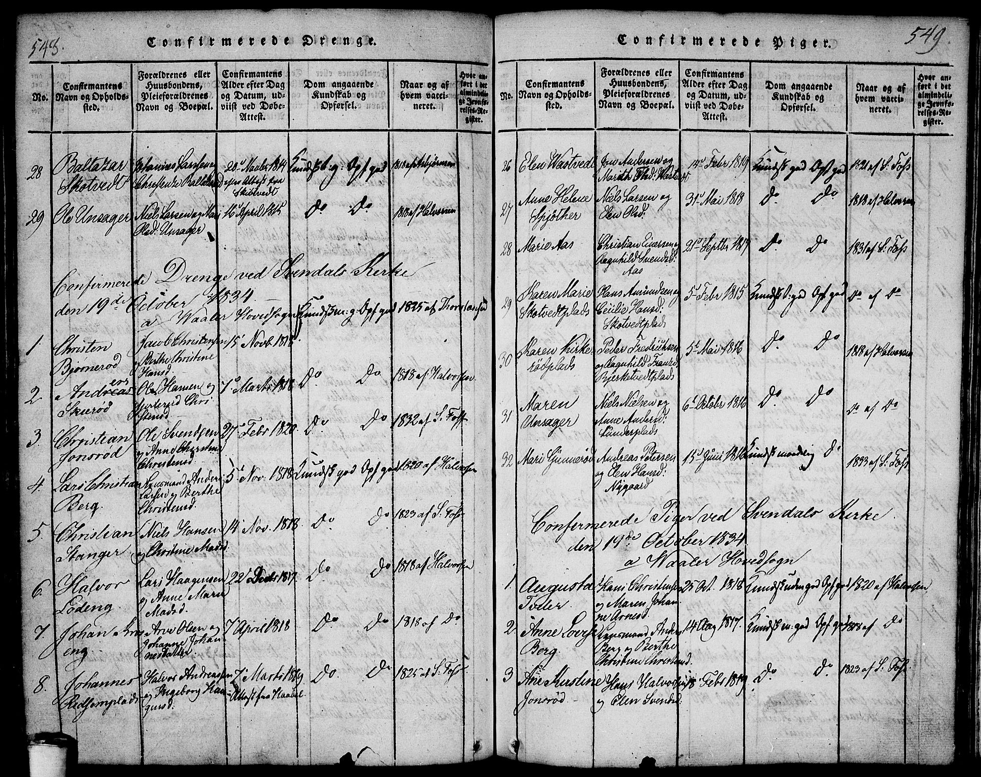 Våler prestekontor Kirkebøker, SAO/A-11083/F/Fa/L0005: Ministerialbok nr. I 5, 1815-1839, s. 548-549