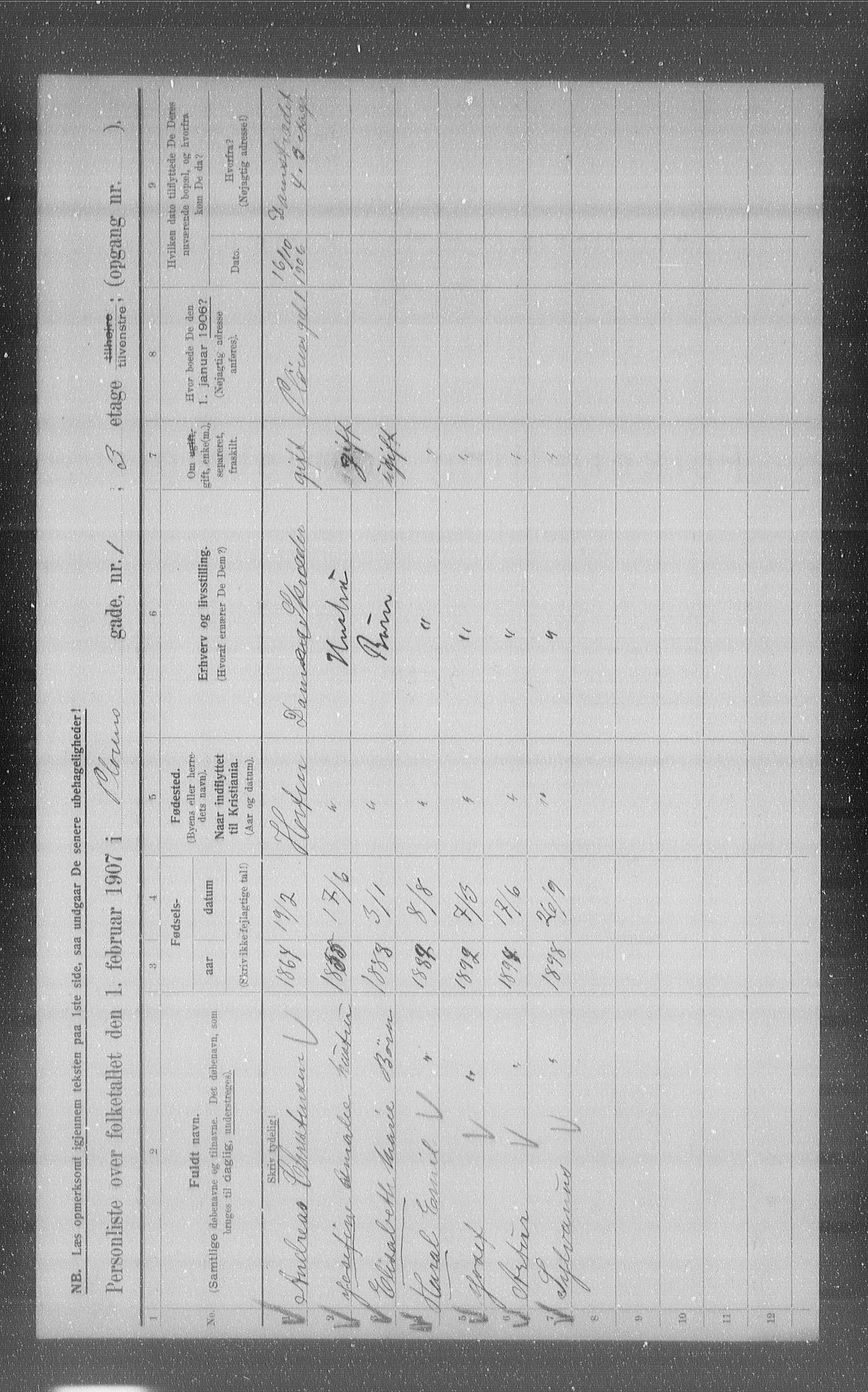 OBA, Kommunal folketelling 1.2.1907 for Kristiania kjøpstad, 1907, s. 41400