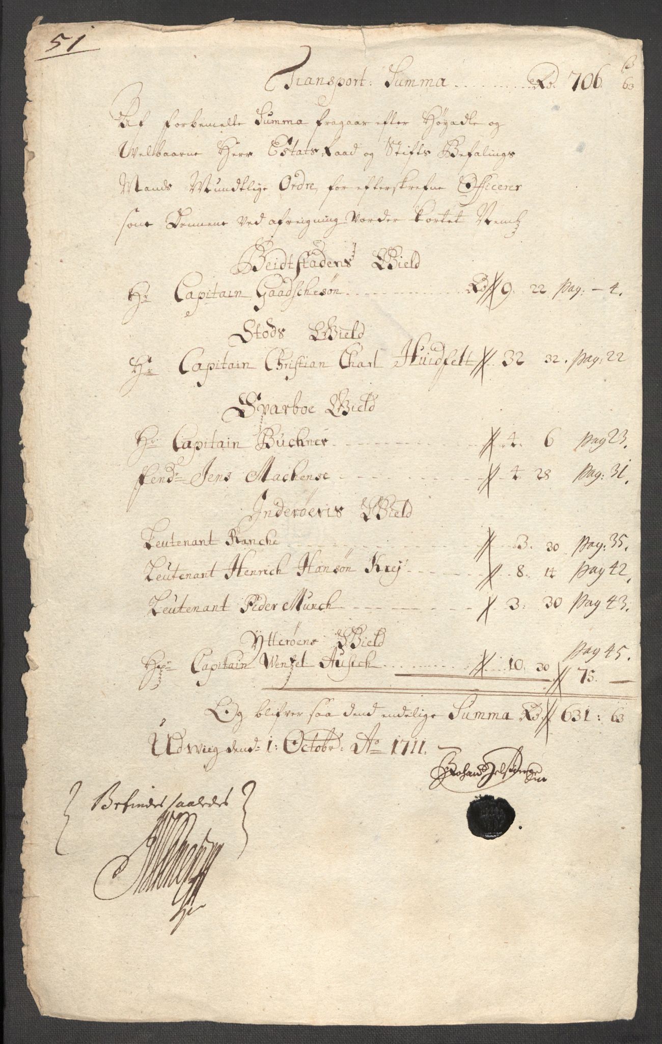 Rentekammeret inntil 1814, Reviderte regnskaper, Fogderegnskap, RA/EA-4092/R63/L4319: Fogderegnskap Inderøy, 1711, s. 234