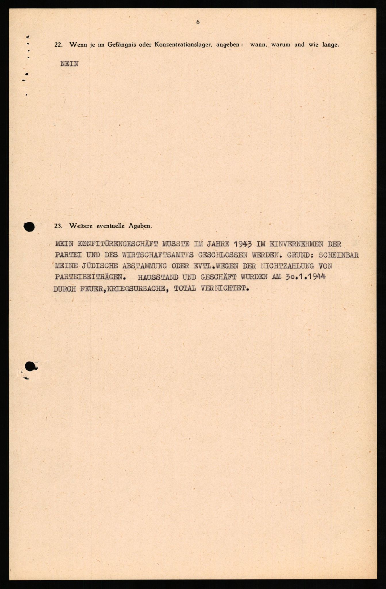 Forsvaret, Forsvarets overkommando II, RA/RAFA-3915/D/Db/L0029: CI Questionaires. Tyske okkupasjonsstyrker i Norge. Tyskere., 1945-1946, s. 162