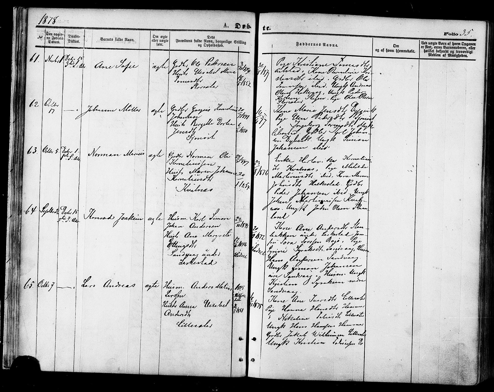 Ministerialprotokoller, klokkerbøker og fødselsregistre - Nordland, AV/SAT-A-1459/855/L0802: Ministerialbok nr. 855A10, 1875-1886, s. 35