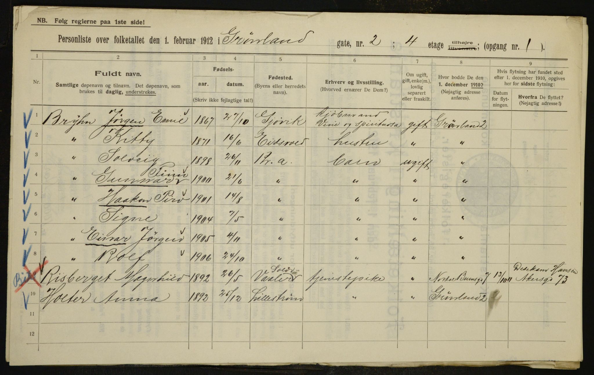 OBA, Kommunal folketelling 1.2.1912 for Kristiania, 1912, s. 30981