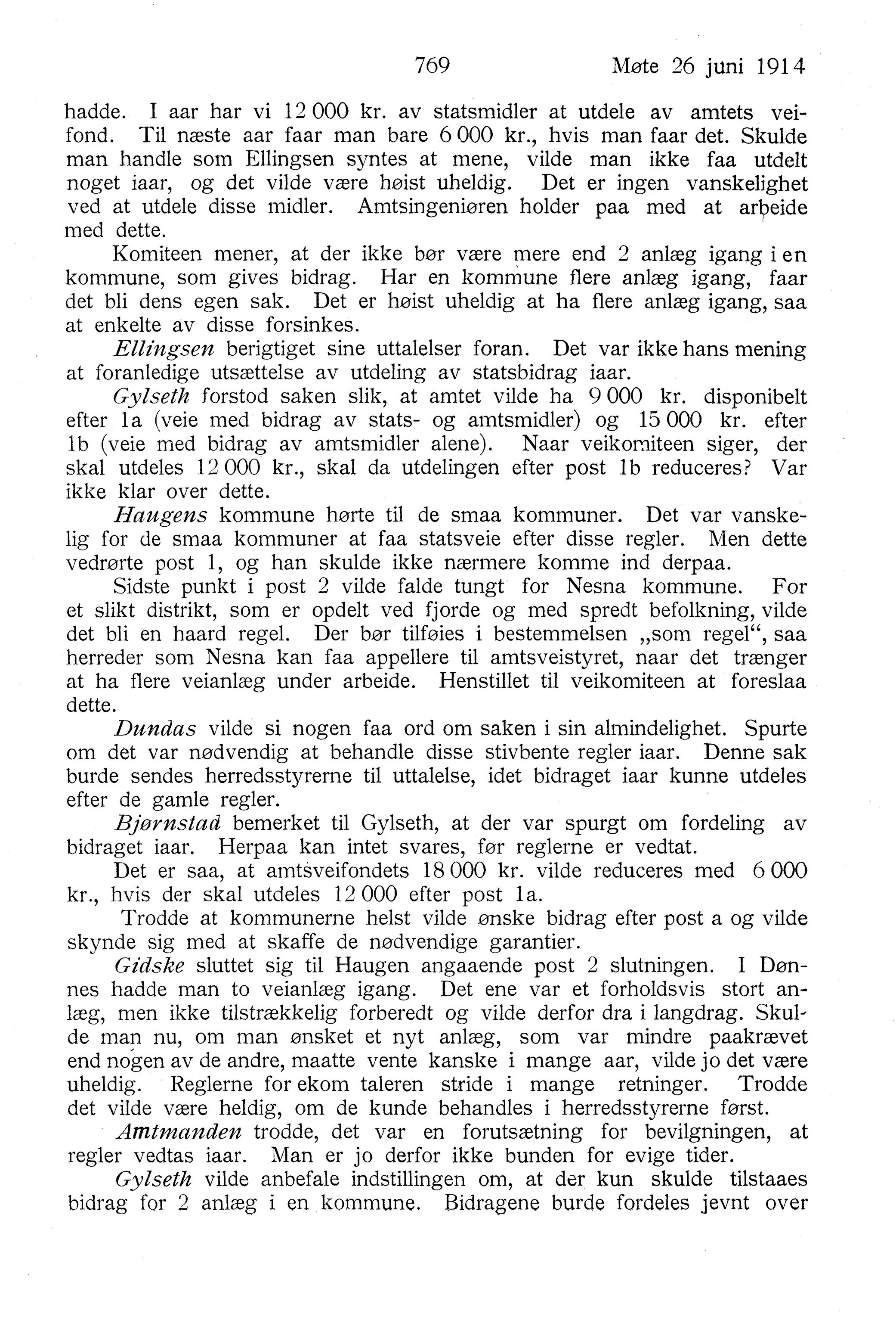 Nordland Fylkeskommune. Fylkestinget, AIN/NFK-17/176/A/Ac/L0037: Fylkestingsforhandlinger 1914, 1914