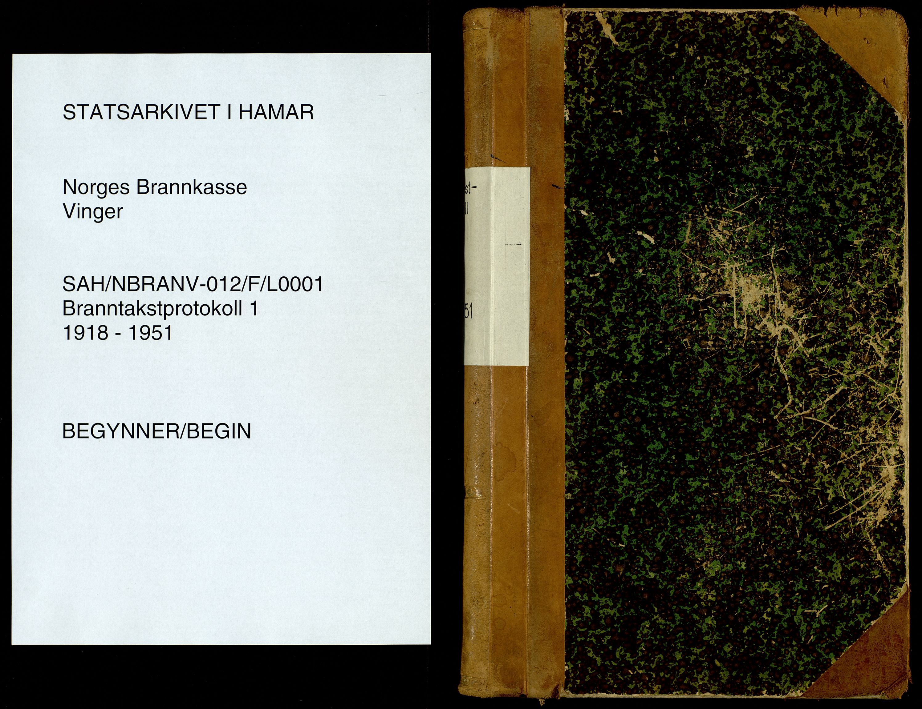 Norges Brannkasse, Vinger, AV/SAH-NBRANV-012/F/L0001: Branntakstprotokoll, 1918-1951