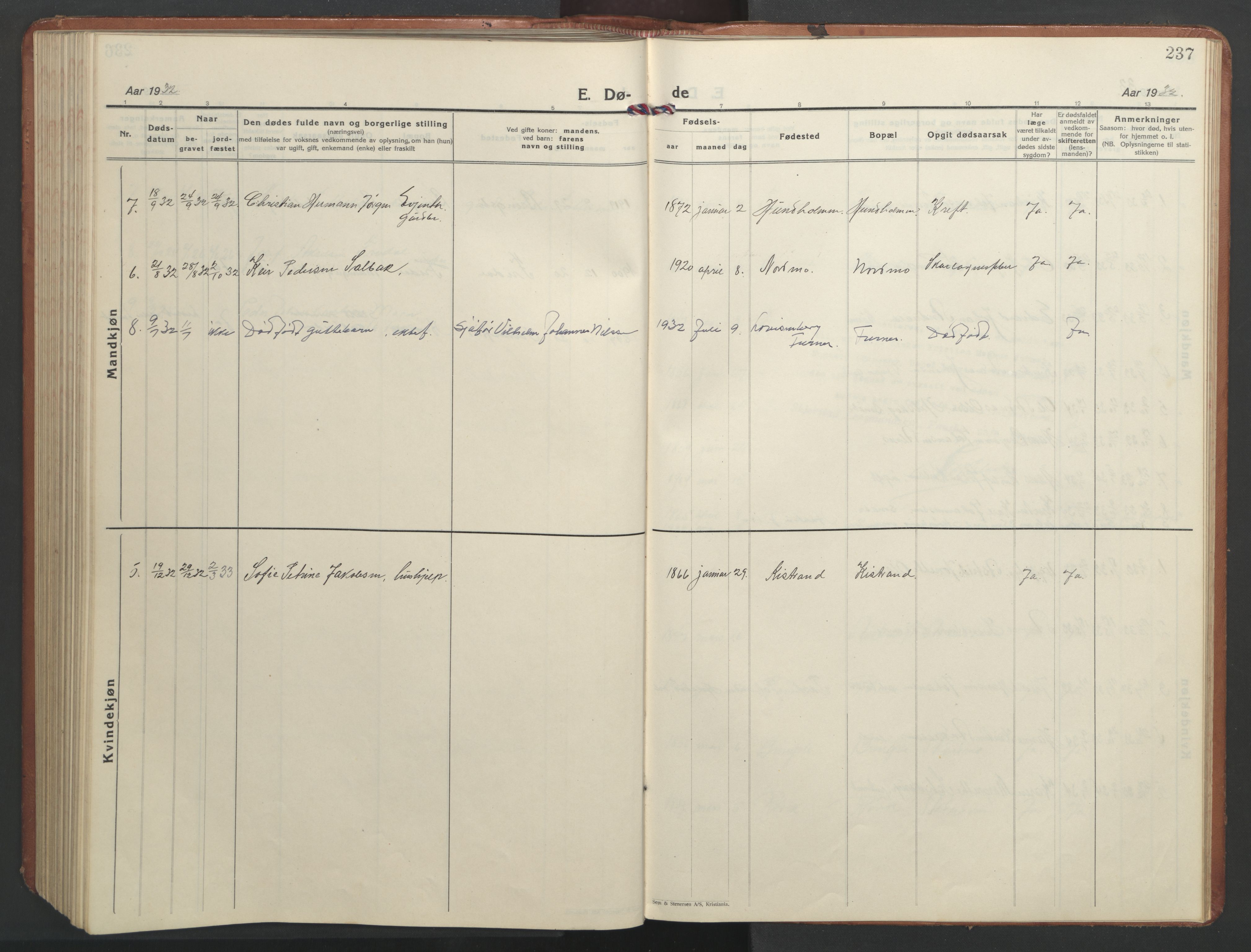 Ministerialprotokoller, klokkerbøker og fødselsregistre - Nordland, AV/SAT-A-1459/851/L0727: Klokkerbok nr. 851C02, 1925-1948, s. 237