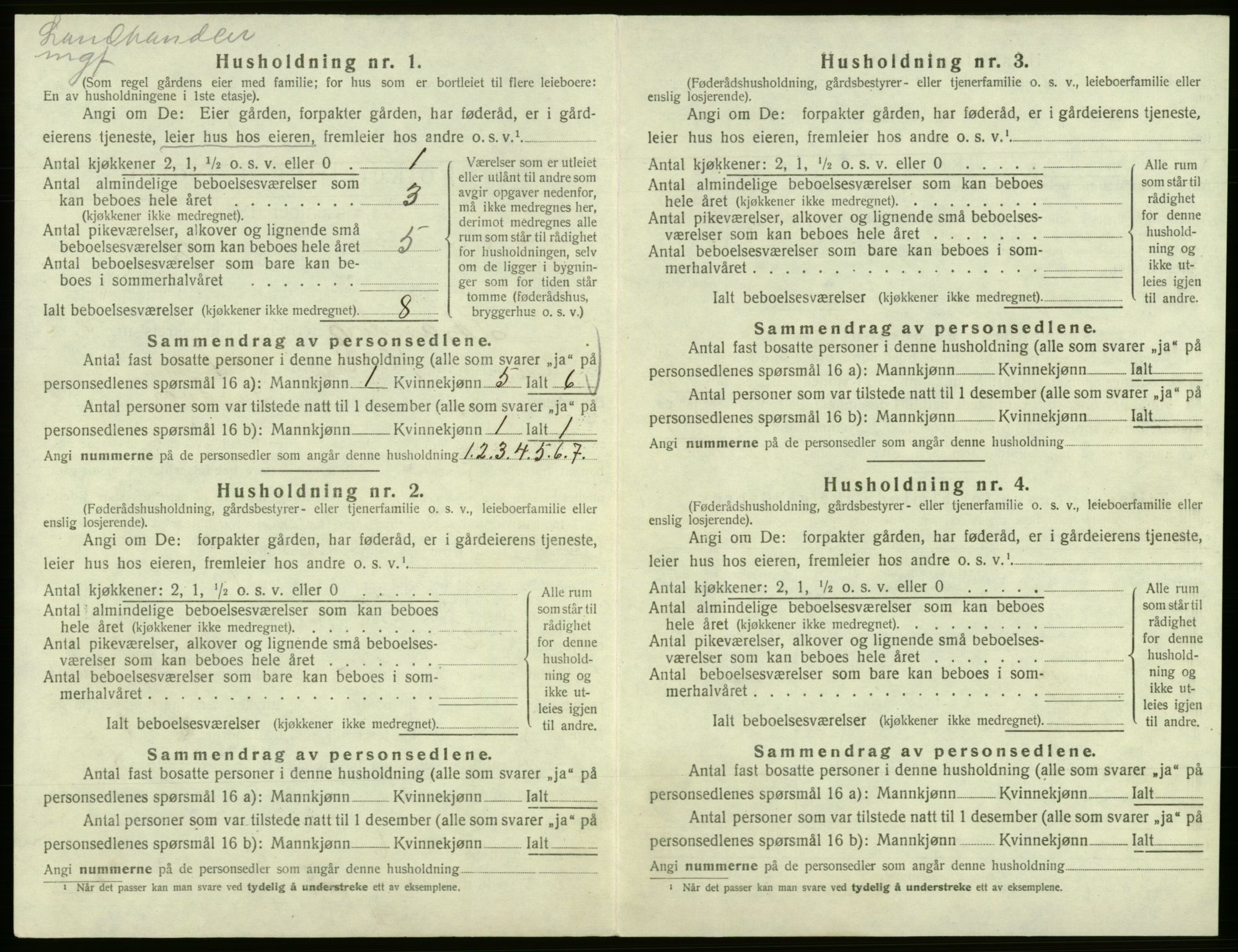 SAB, Folketelling 1920 for 1240 Strandvik herred, 1920, s. 664