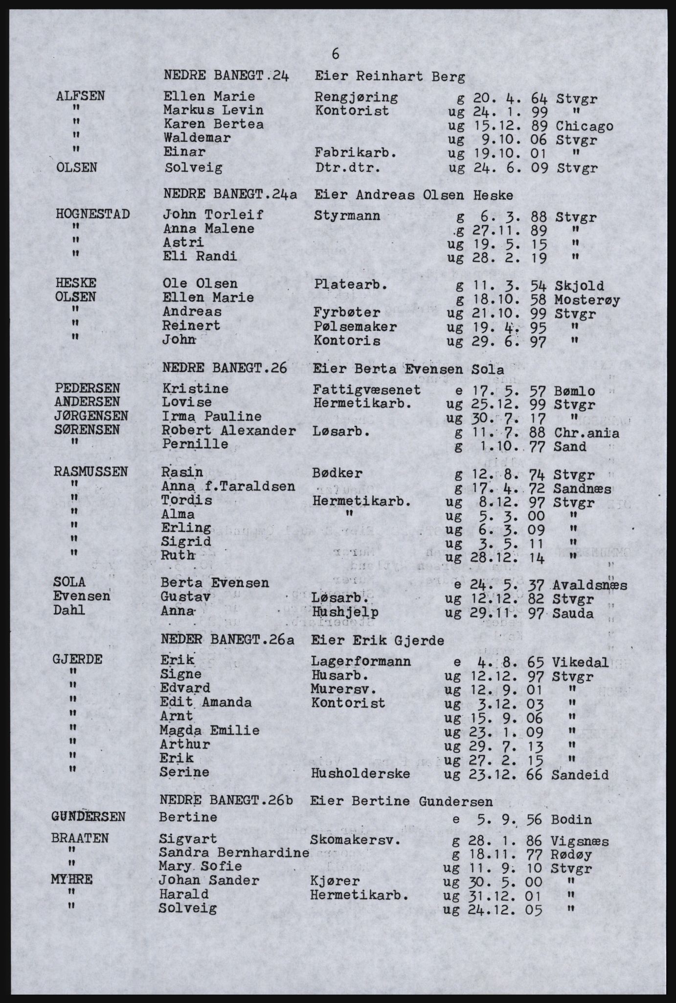 SAST, Avskrift av folketellingen 1920 for Stavanger kjøpstad, 1920, s. 510