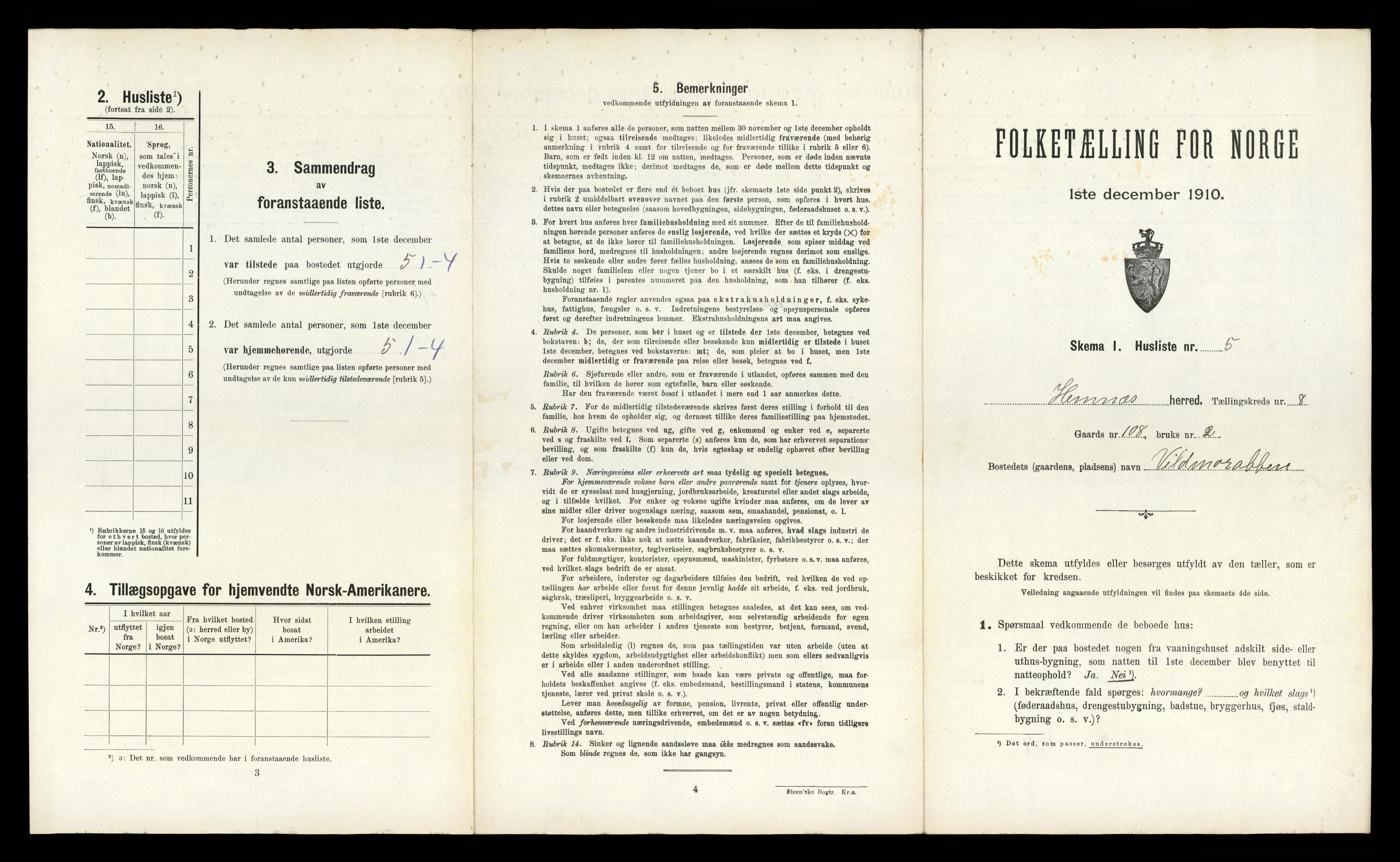 RA, Folketelling 1910 for 1832 Hemnes herred, 1910, s. 1540