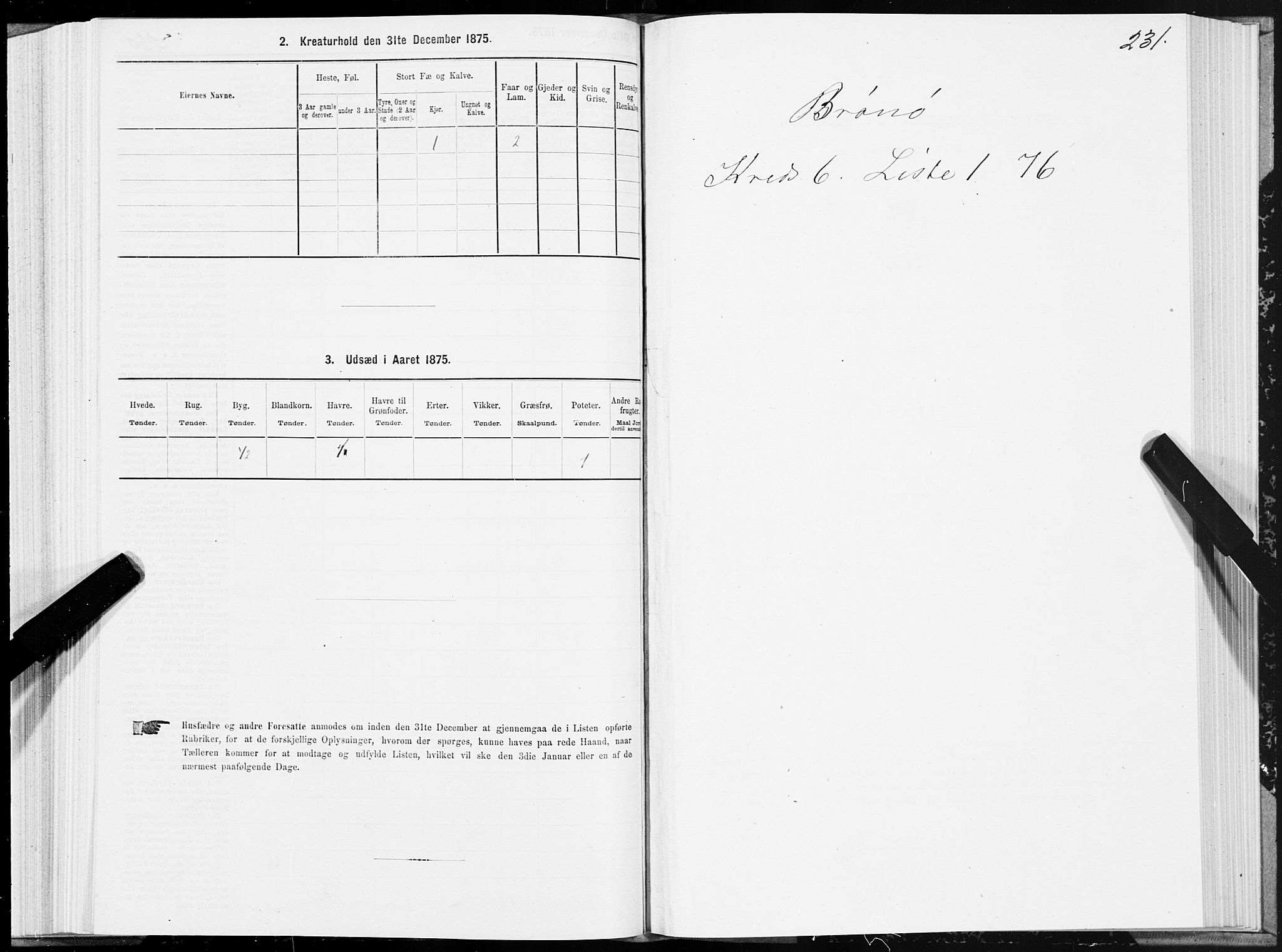 SAT, Folketelling 1875 for 1814P Brønnøy prestegjeld, 1875, s. 3231