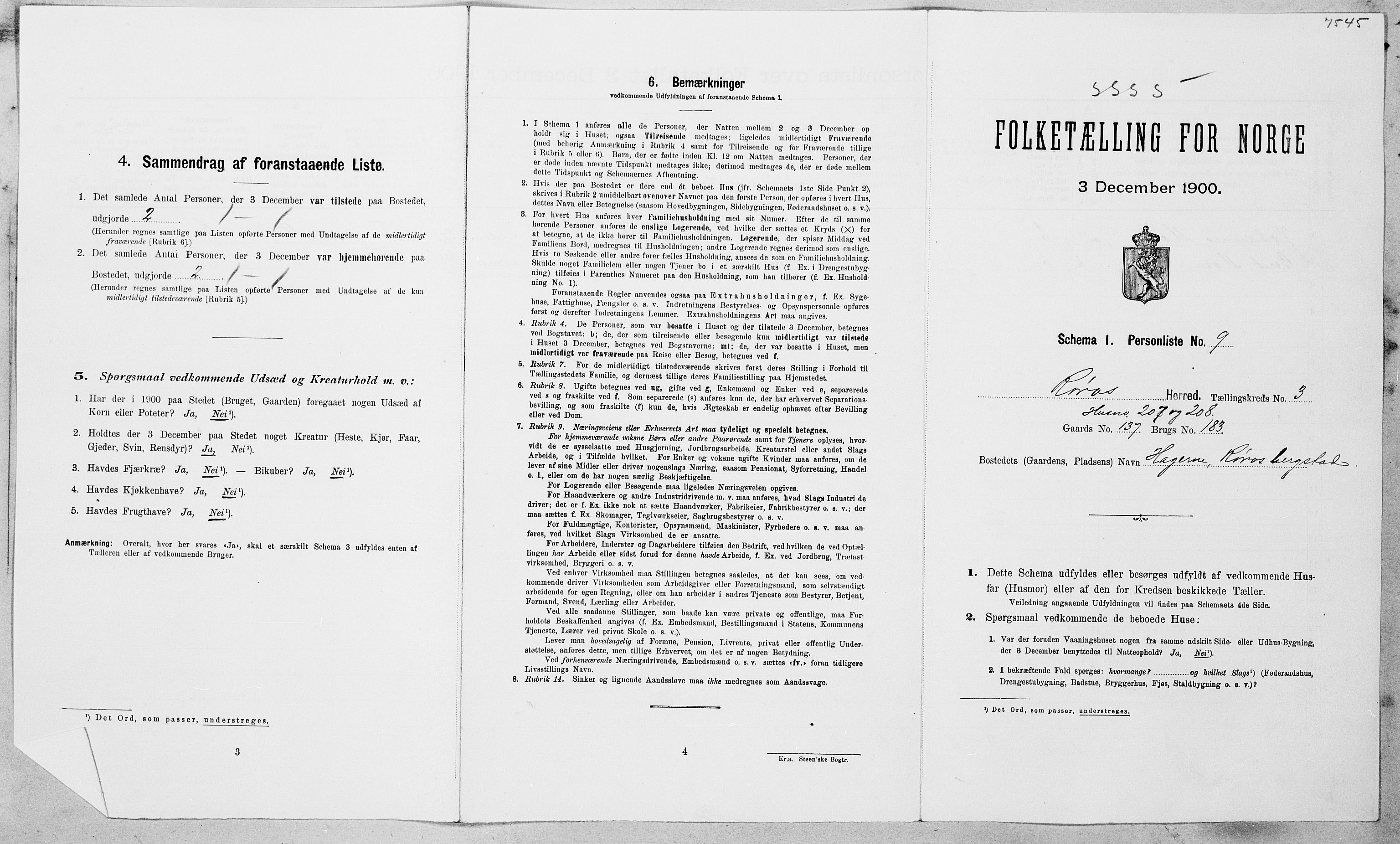 SAT, Folketelling 1900 for 1640 Røros herred, 1900, s. 284