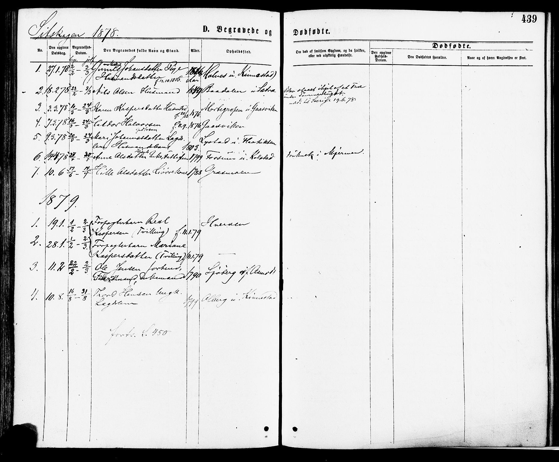 Høland prestekontor Kirkebøker, SAO/A-10346a/F/Fa/L0012.a: Ministerialbok nr. I 12A, 1869-1879, s. 439