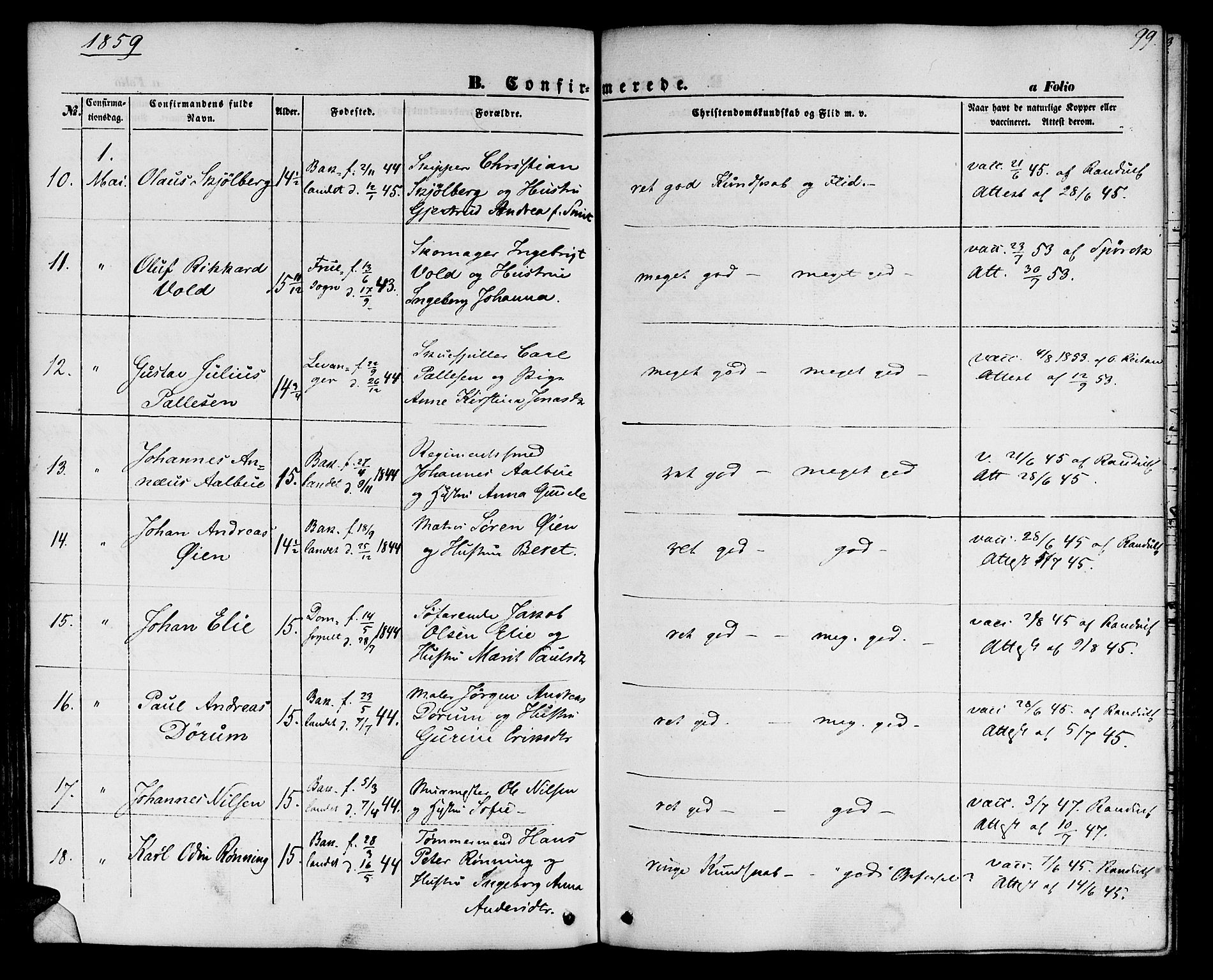 Ministerialprotokoller, klokkerbøker og fødselsregistre - Sør-Trøndelag, SAT/A-1456/604/L0184: Ministerialbok nr. 604A05, 1851-1860, s. 99
