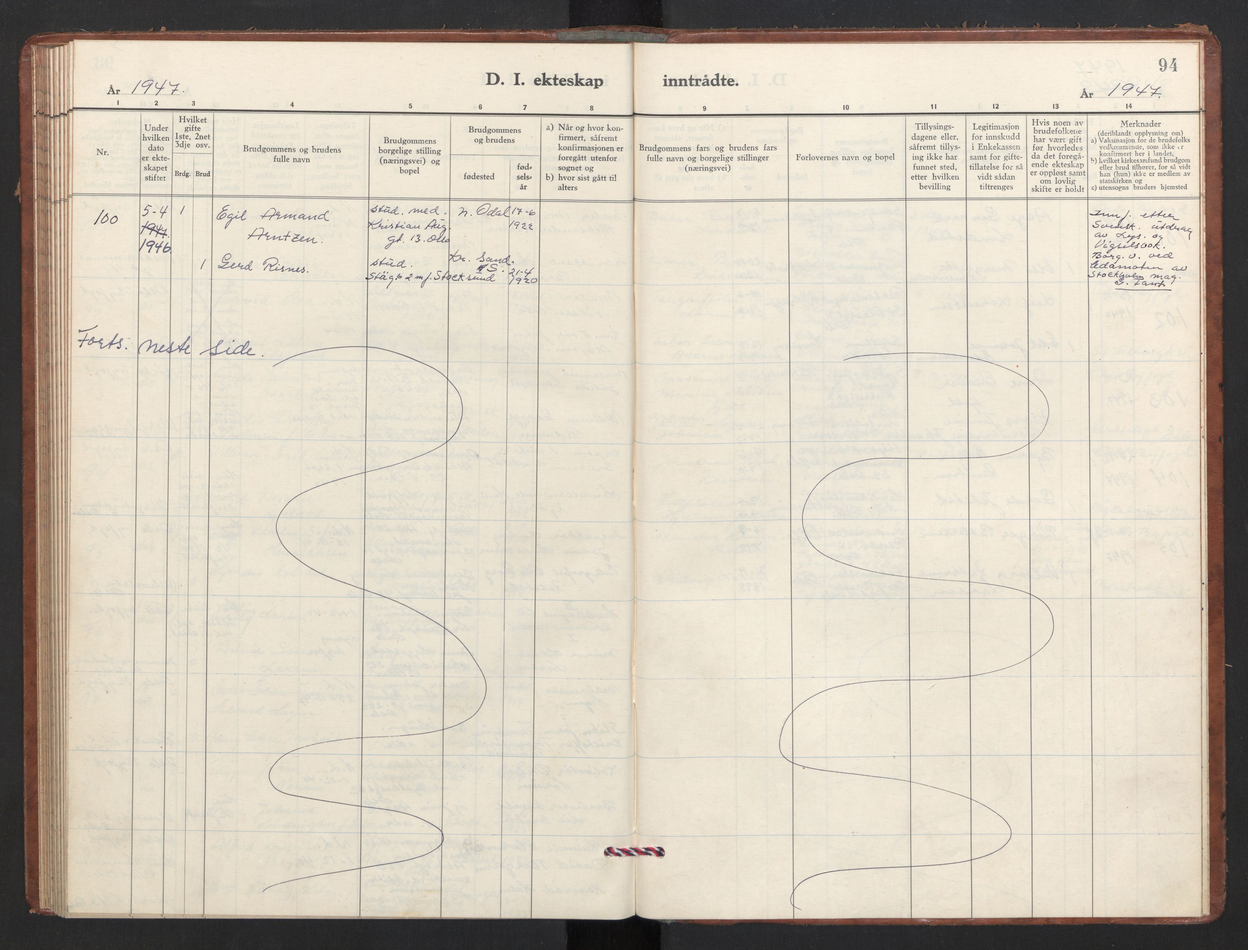 Trefoldighet prestekontor Kirkebøker, AV/SAO-A-10882/F/Fg/L0003: Ministerialbok nr. VII 3, 1940-1948, s. 94