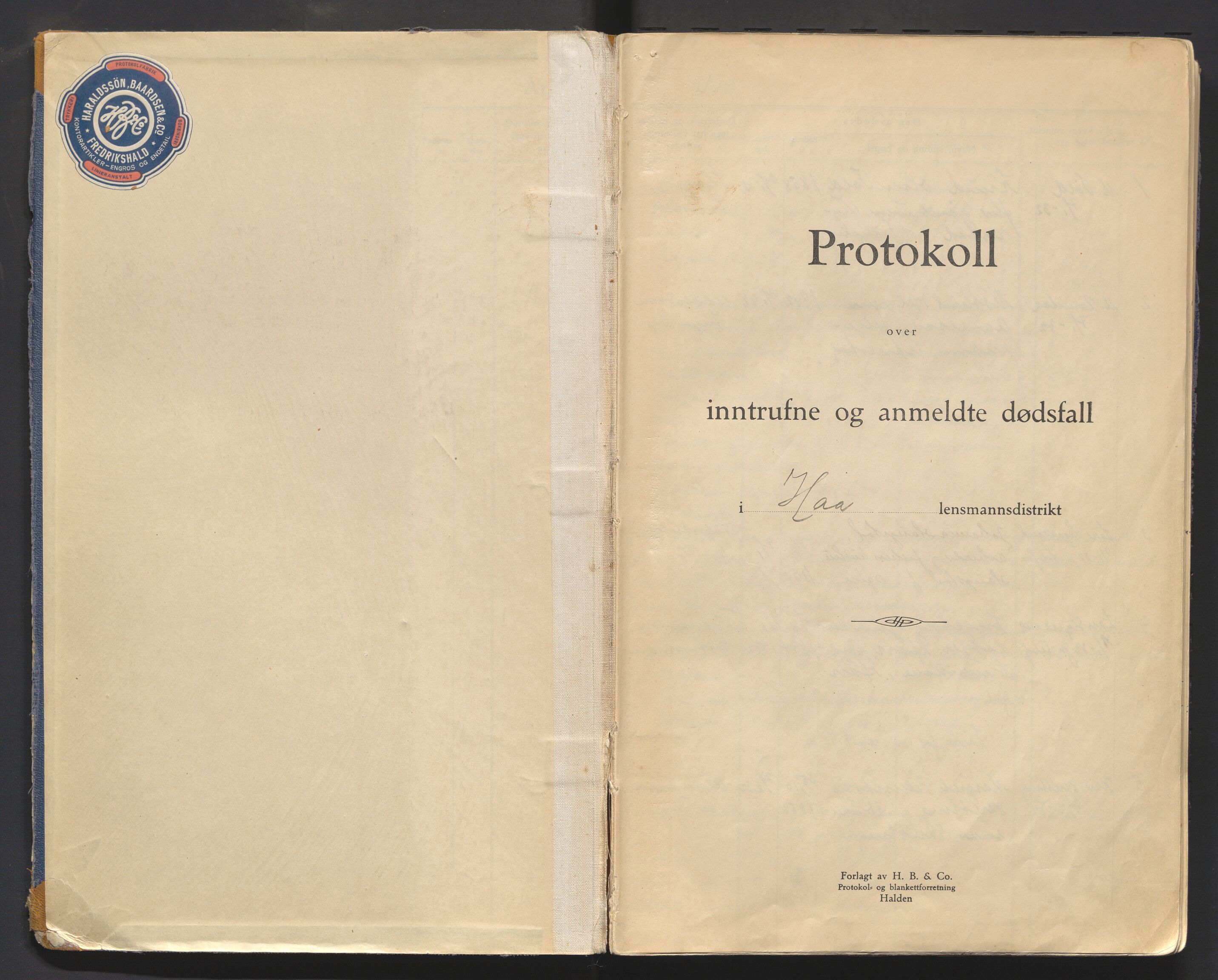 Hå lensmannskontor, AV/SAST-A-100456/Gga/L0004: Dødsfallsprotokoller, 1932-1959