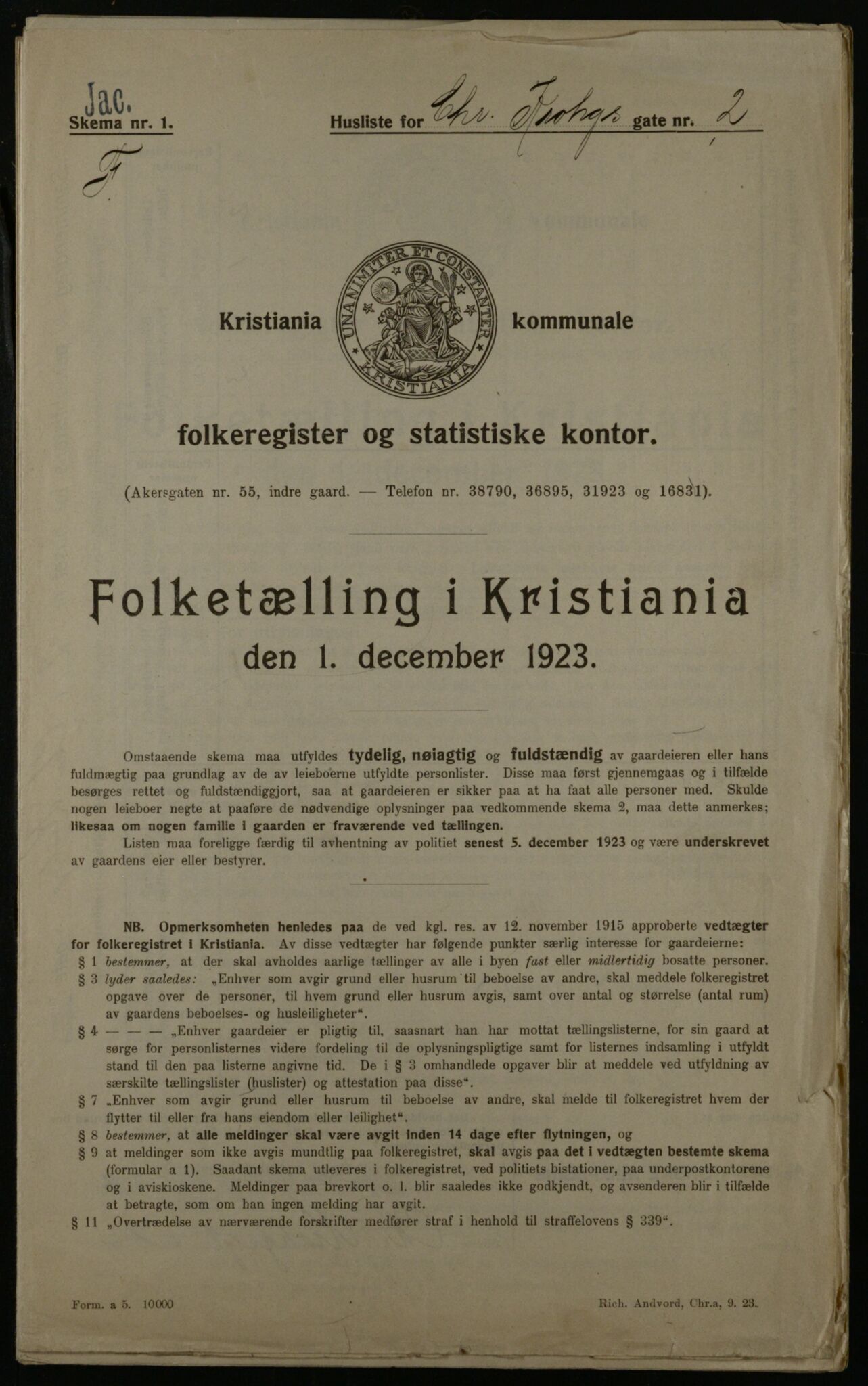 OBA, Kommunal folketelling 1.12.1923 for Kristiania, 1923, s. 13138